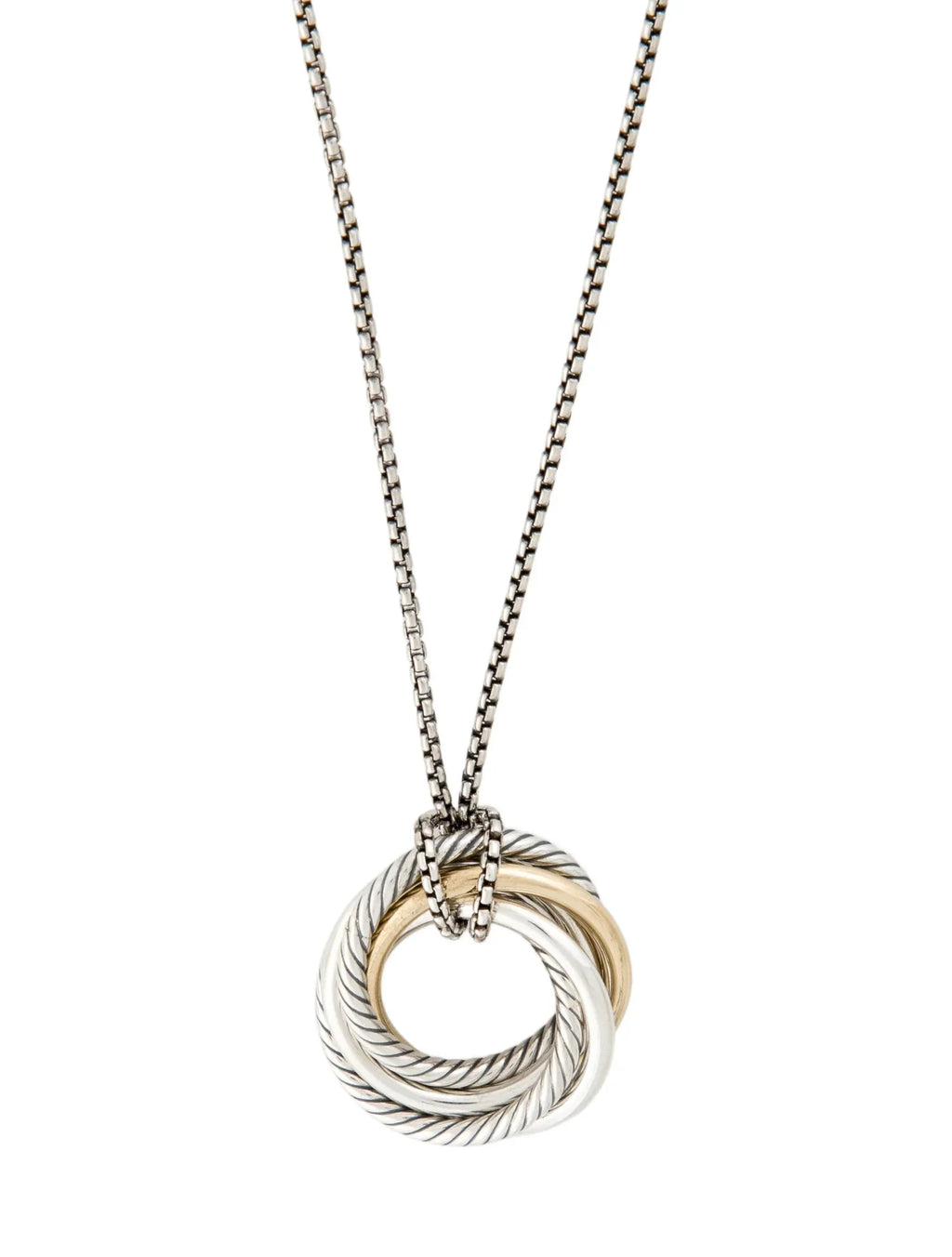 DY STERLING SILVER 14K GOLD CROSSOVER PENDANT NECKLACE