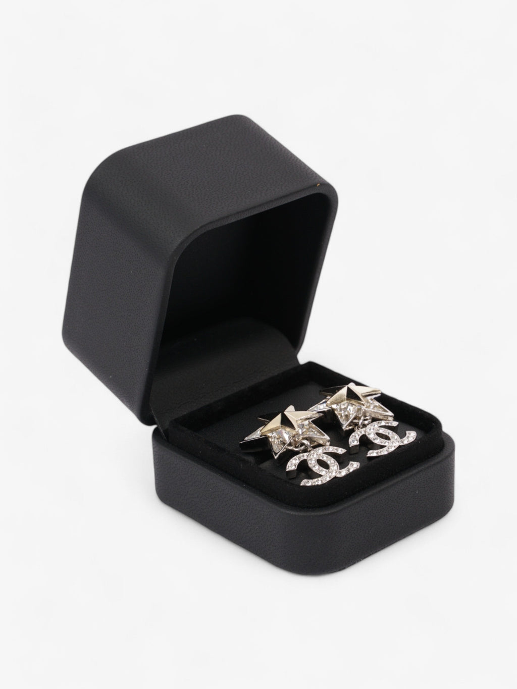 Chanel Star Drop CC Earrings Silver Base Metal