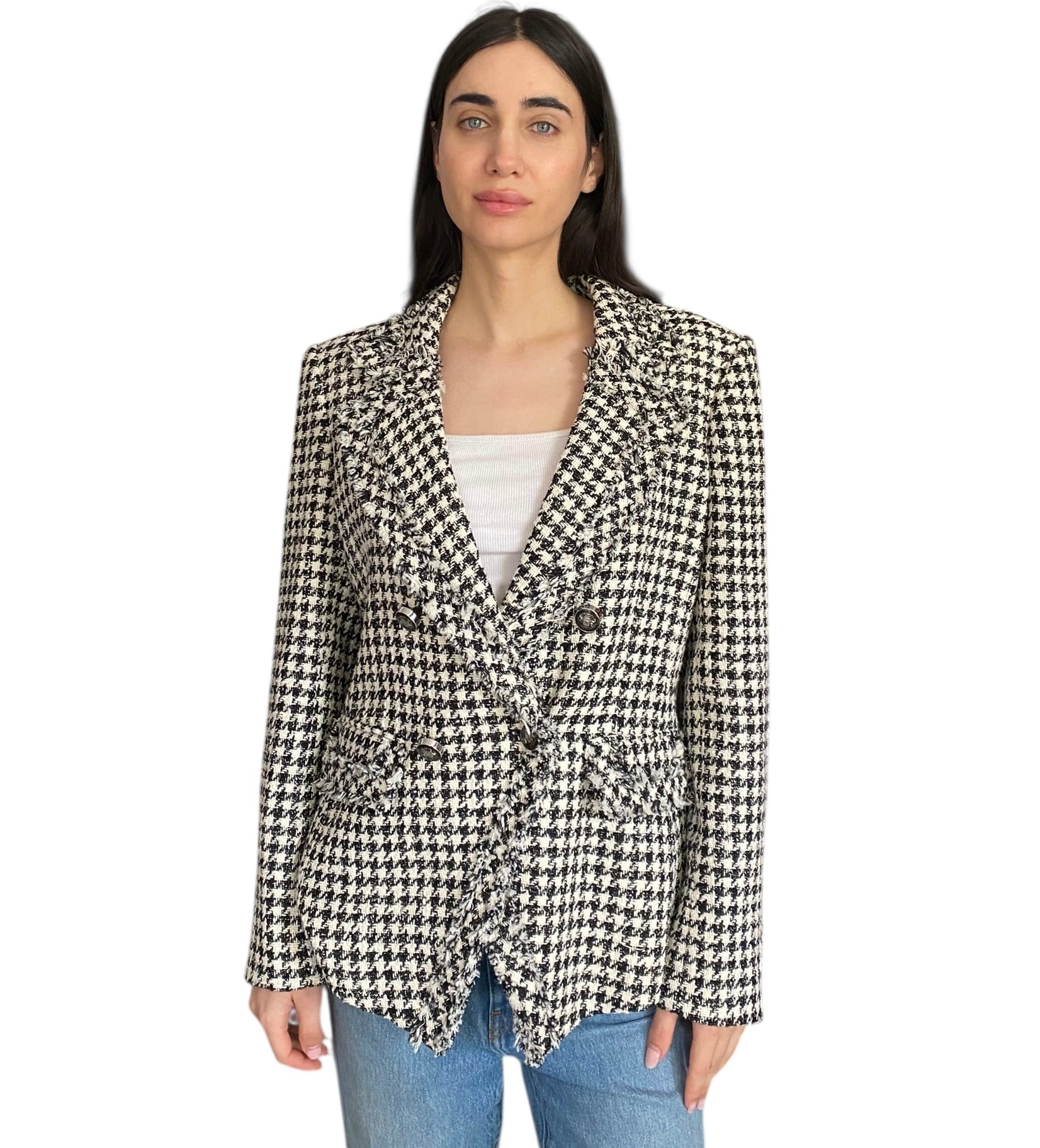 Veronica Beard Tweed Houndstooth Blazer - 12 / L