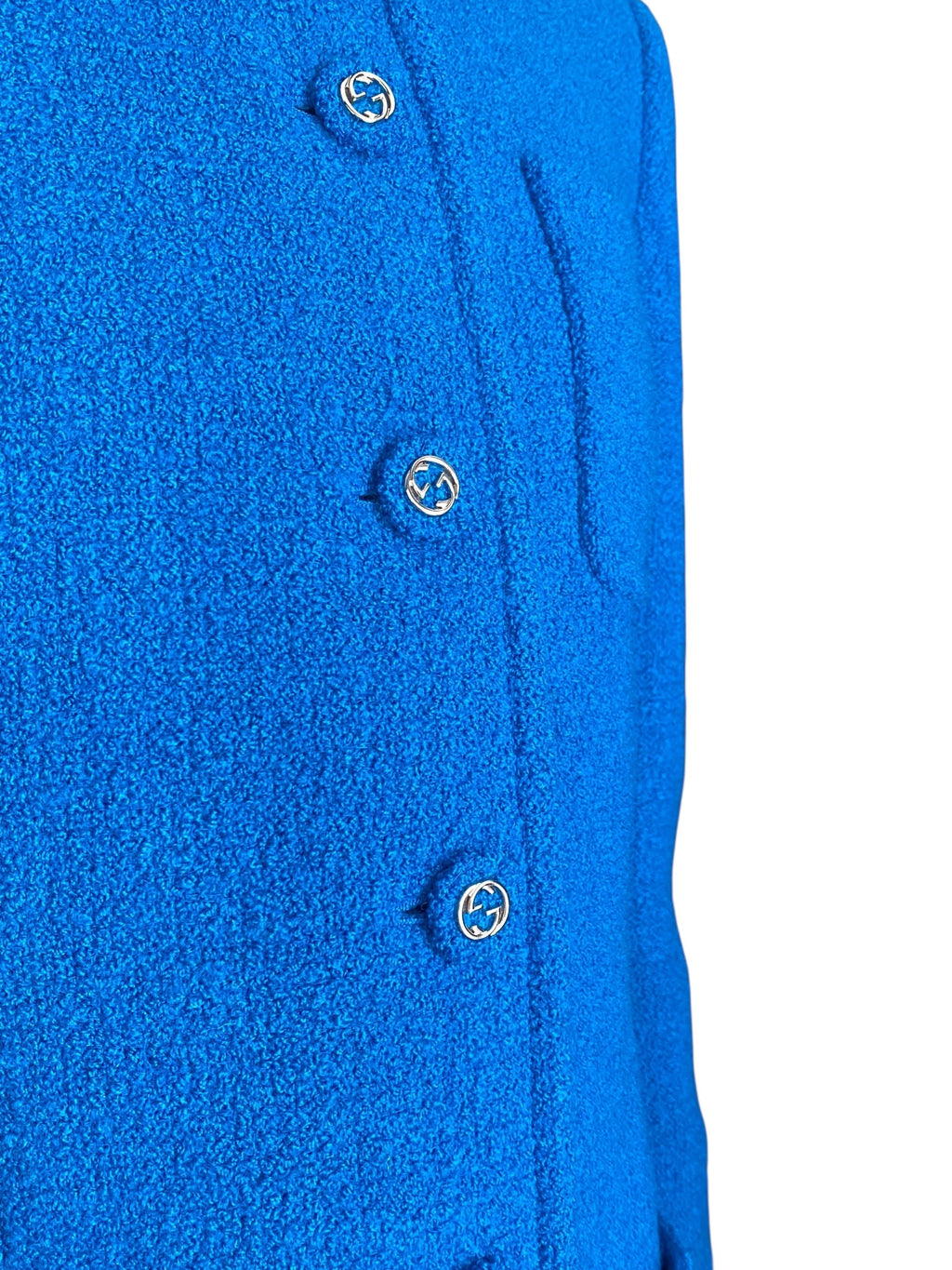 Gucci Blue 2025 Wool GG Button Coat - IT 42 / US 6