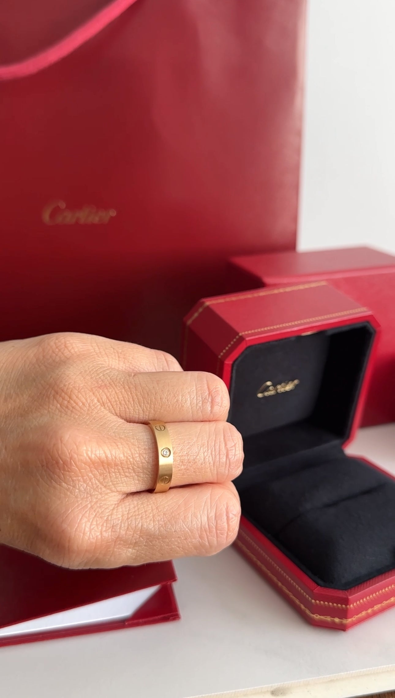Cartier 18k Yellow Gold 1 Diamond Small Model Love Ring - 55 / 7.25