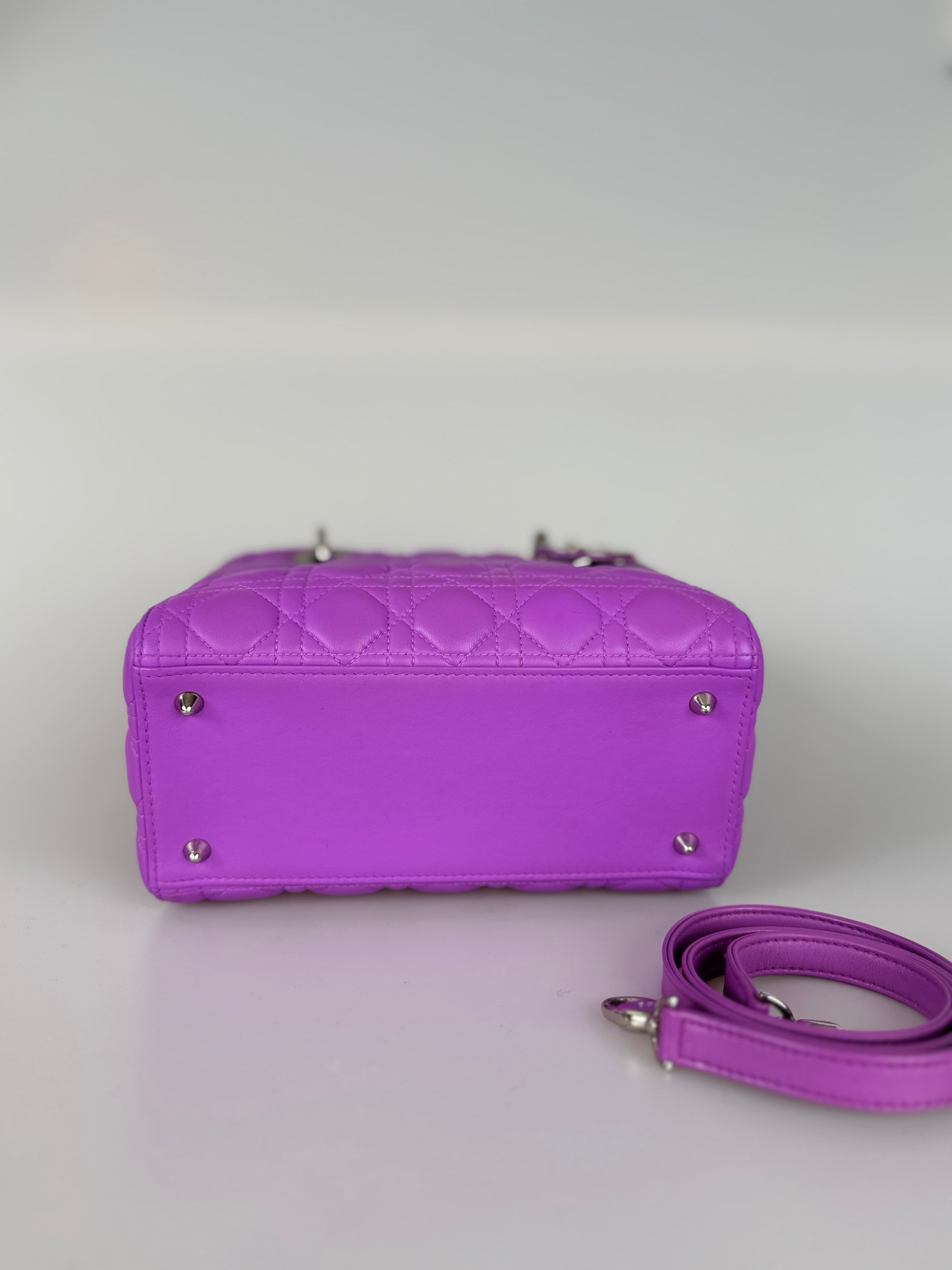 Dior Lady Dior Bag Medium Purple Lambskin Leather with Silver Hardware