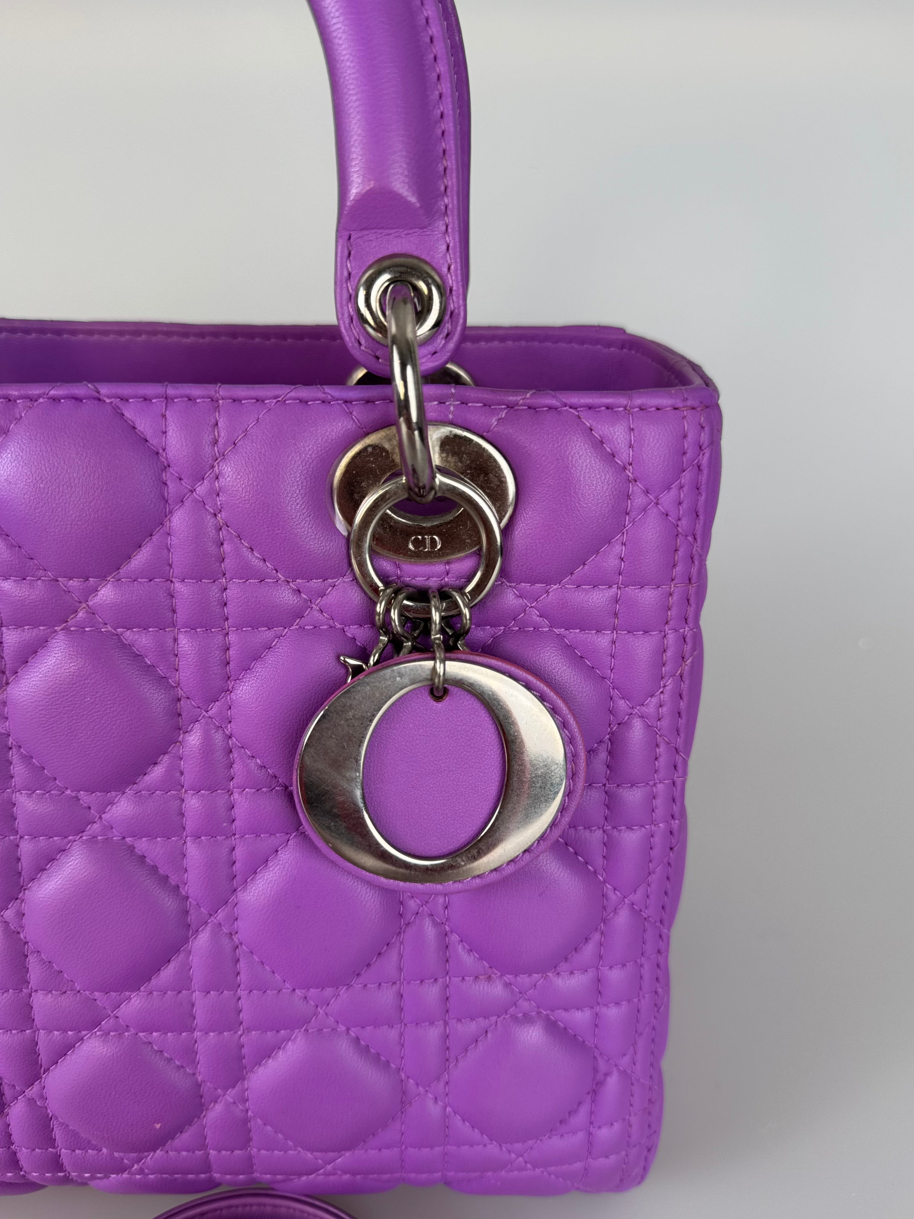 Dior Lady Dior Bag Medium Purple Lambskin Leather with Silver Hardware