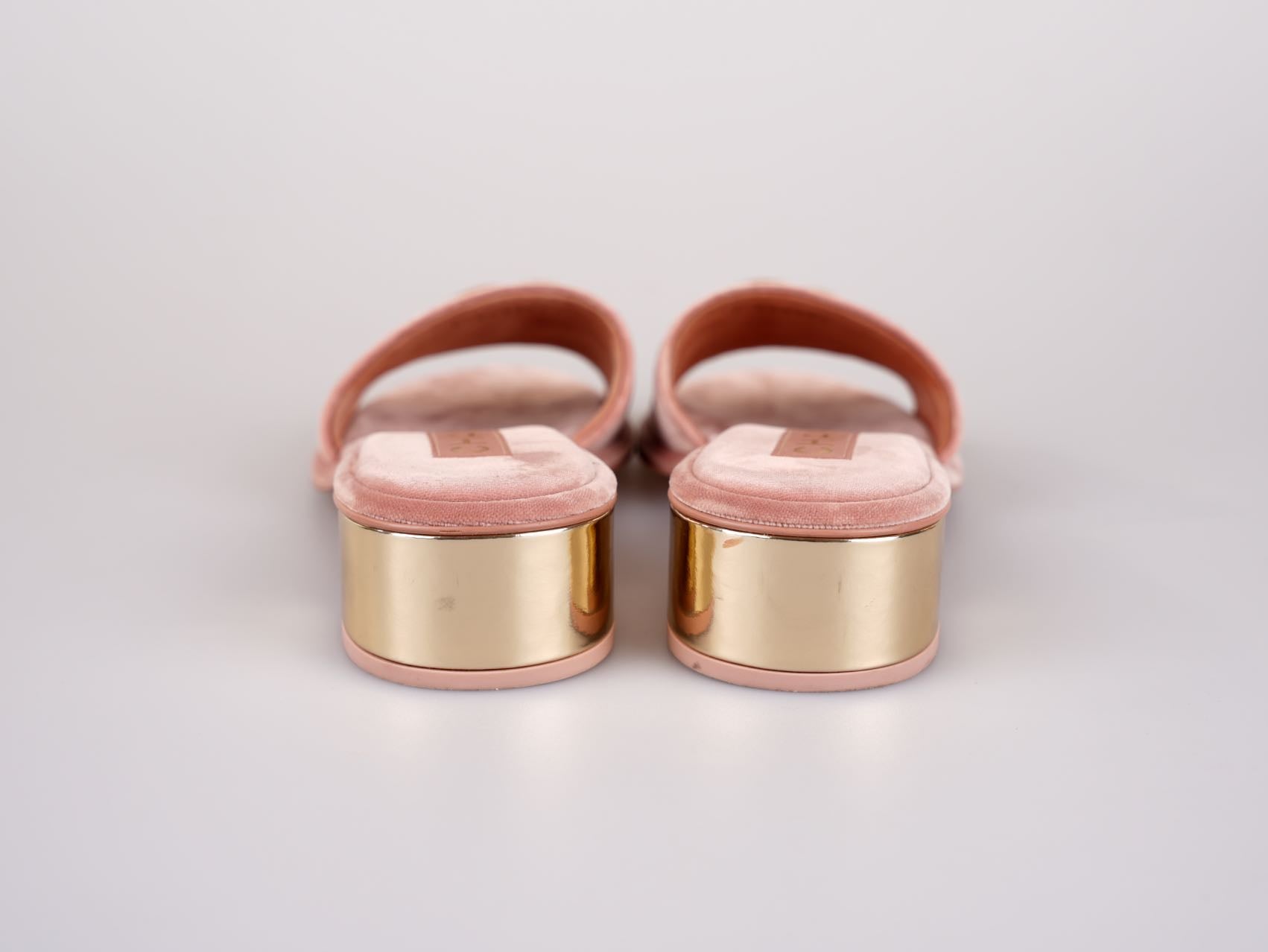 Chanel Gold Heels Pink Mules Size 38C