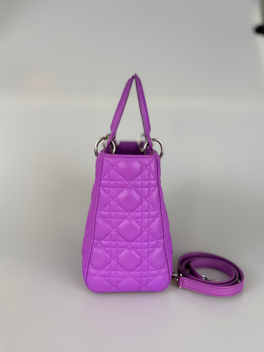 Dior Lady Dior Bag Medium Purple Lambskin Leather with Silver Hardware