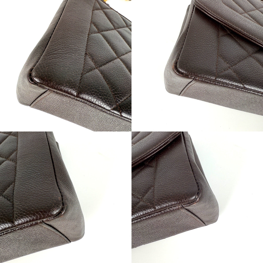 Vintage CHANEL Diana Medium Brown Caviar Quilted Leather Crossbody Flap Bag