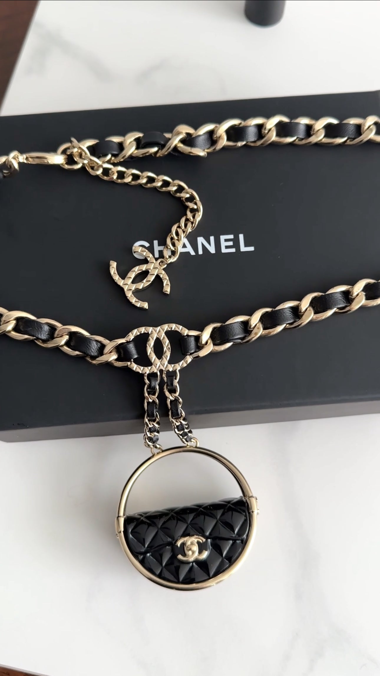 Chanel 23C Hula Hoop Bag Compact Charm Necklace / Belt