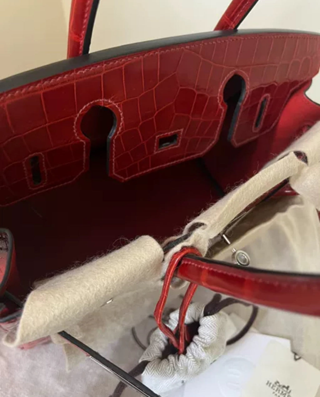 Hermes Birkin 30 Bag In Braise Shiny Niloticus with Palladium Hardware