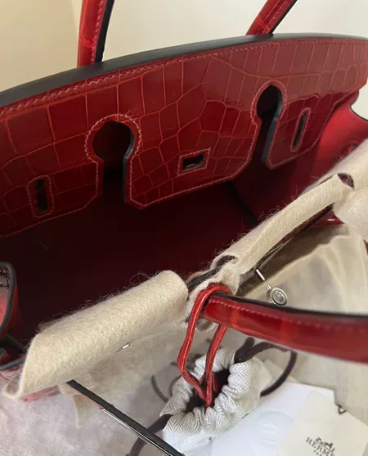 Hermes Birkin 30 Bag In Braise Shiny Niloticus with Palladium Hardware