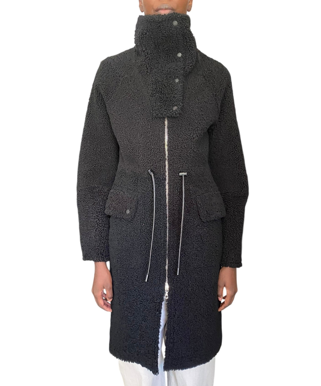 Yves Salomon Black Shearling Coat - 36 / US 4