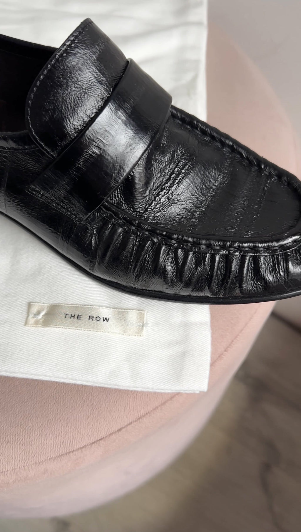 The Row Black Soft Loafer in Eel- 36.5