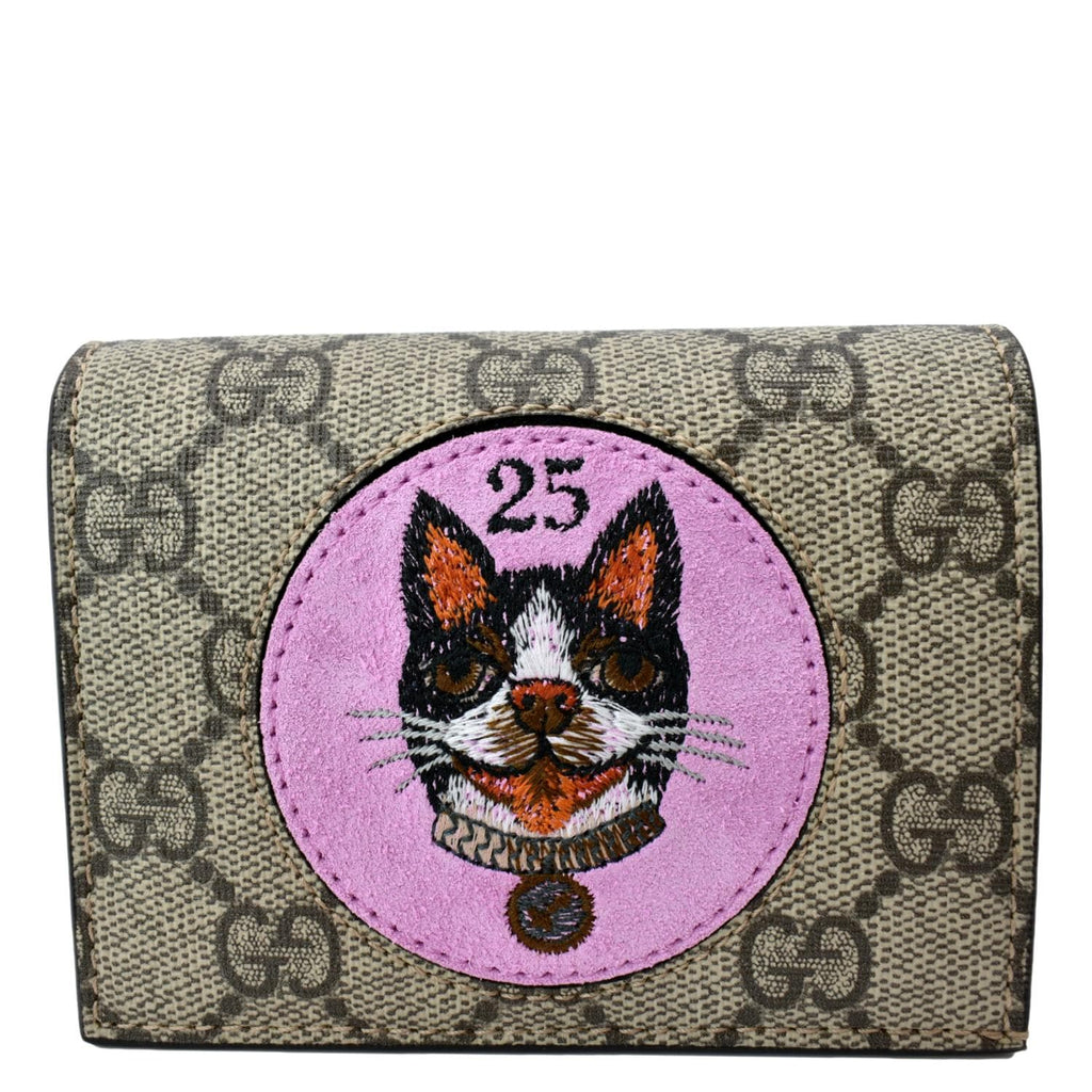 GUCCI Bosco Patch GG Supreme Canvas  Case Wallet Beige 506277