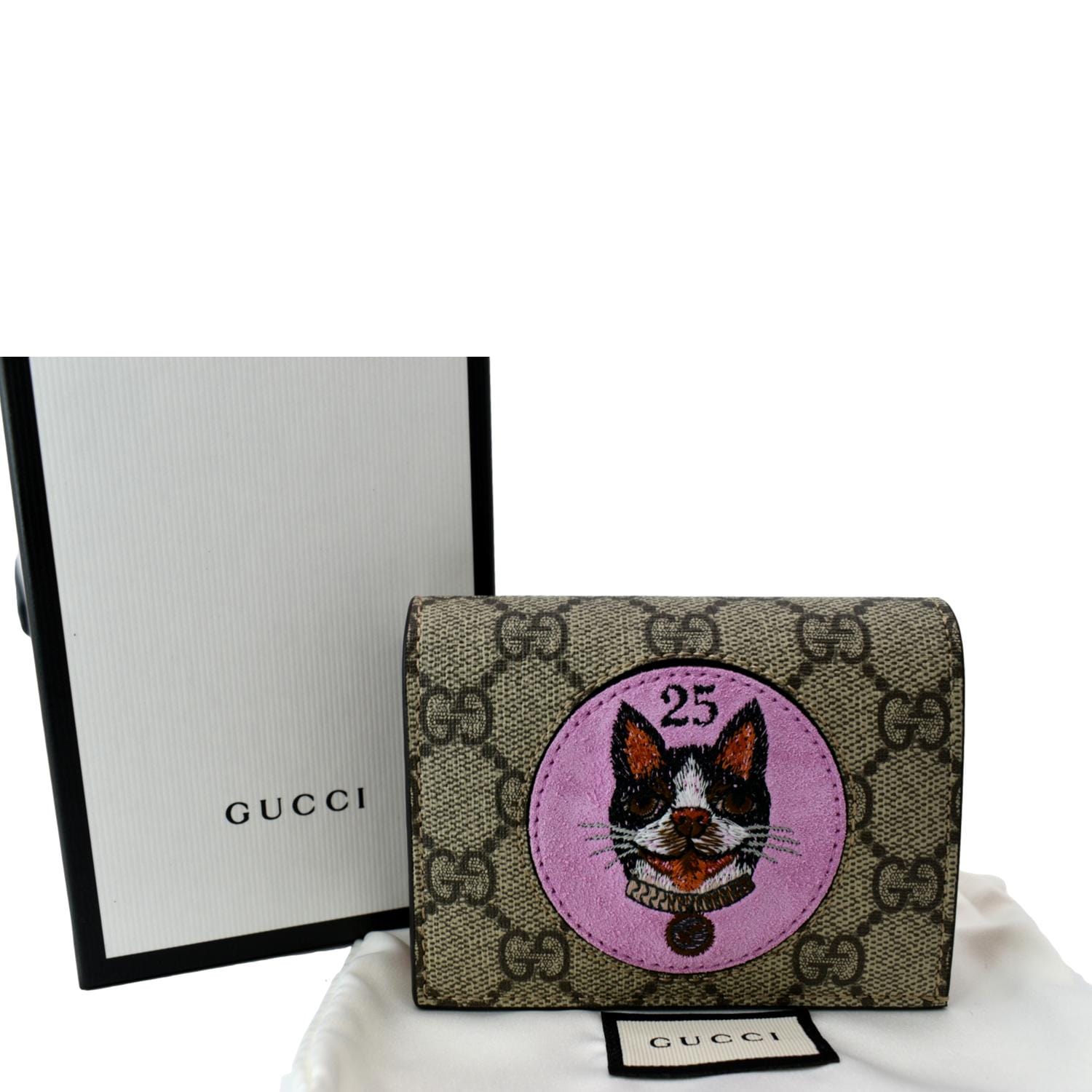 GUCCI Bosco Patch GG Supreme Canvas  Case Wallet Beige 506277