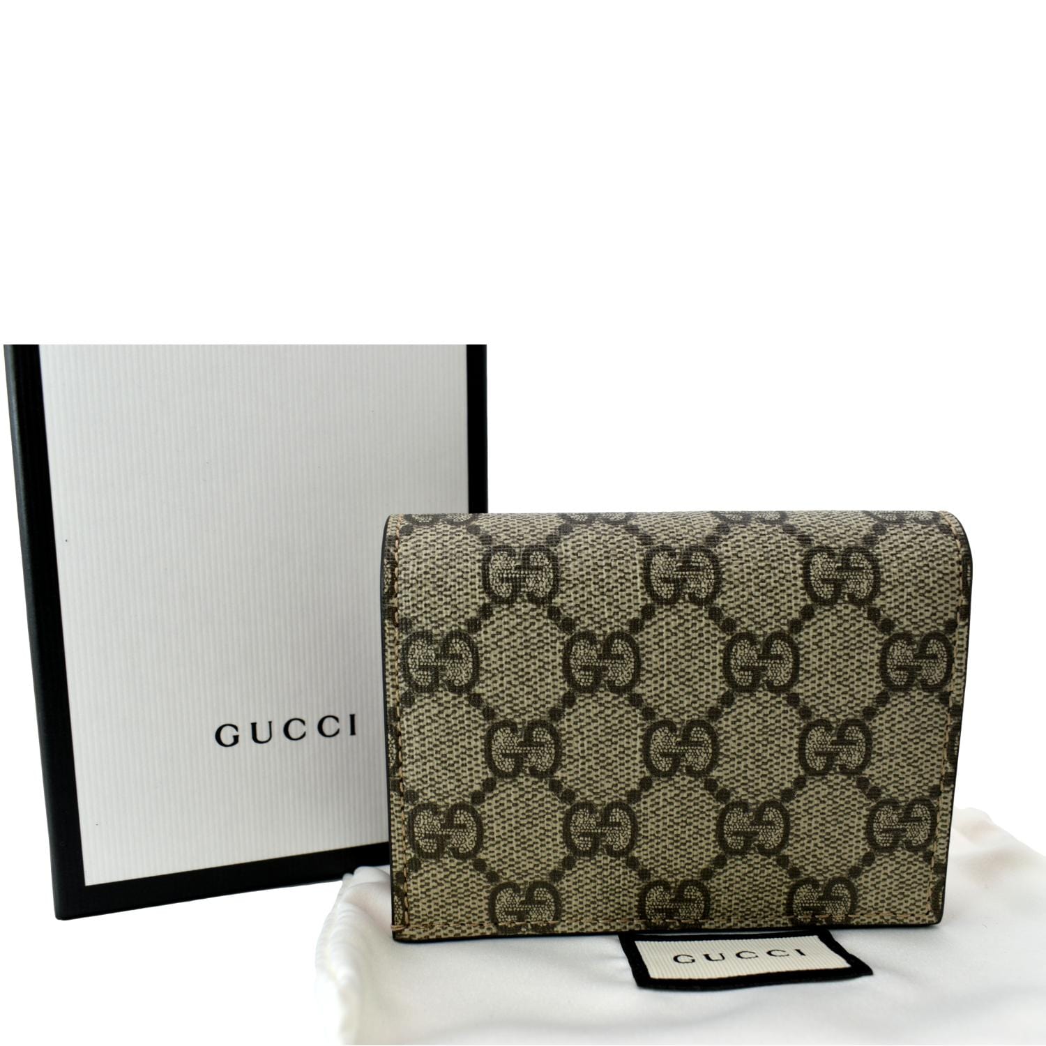 GUCCI Bosco Patch GG Supreme Canvas  Case Wallet Beige 506277