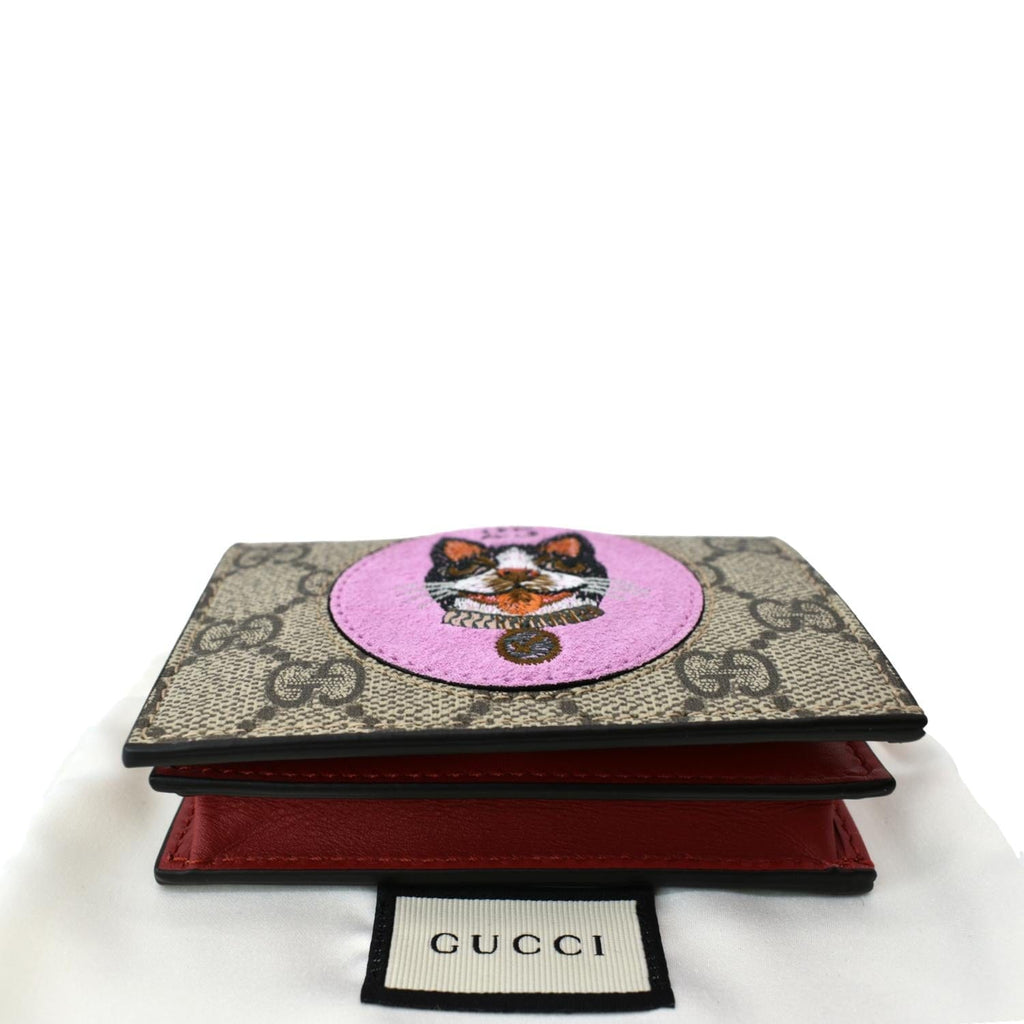 GUCCI Bosco Patch GG Supreme Canvas  Case Wallet Beige 506277