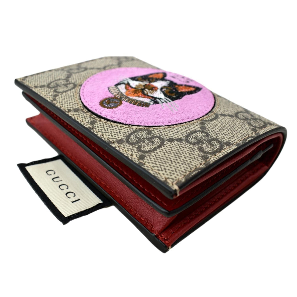 GUCCI Bosco Patch GG Supreme Canvas  Case Wallet Beige 506277
