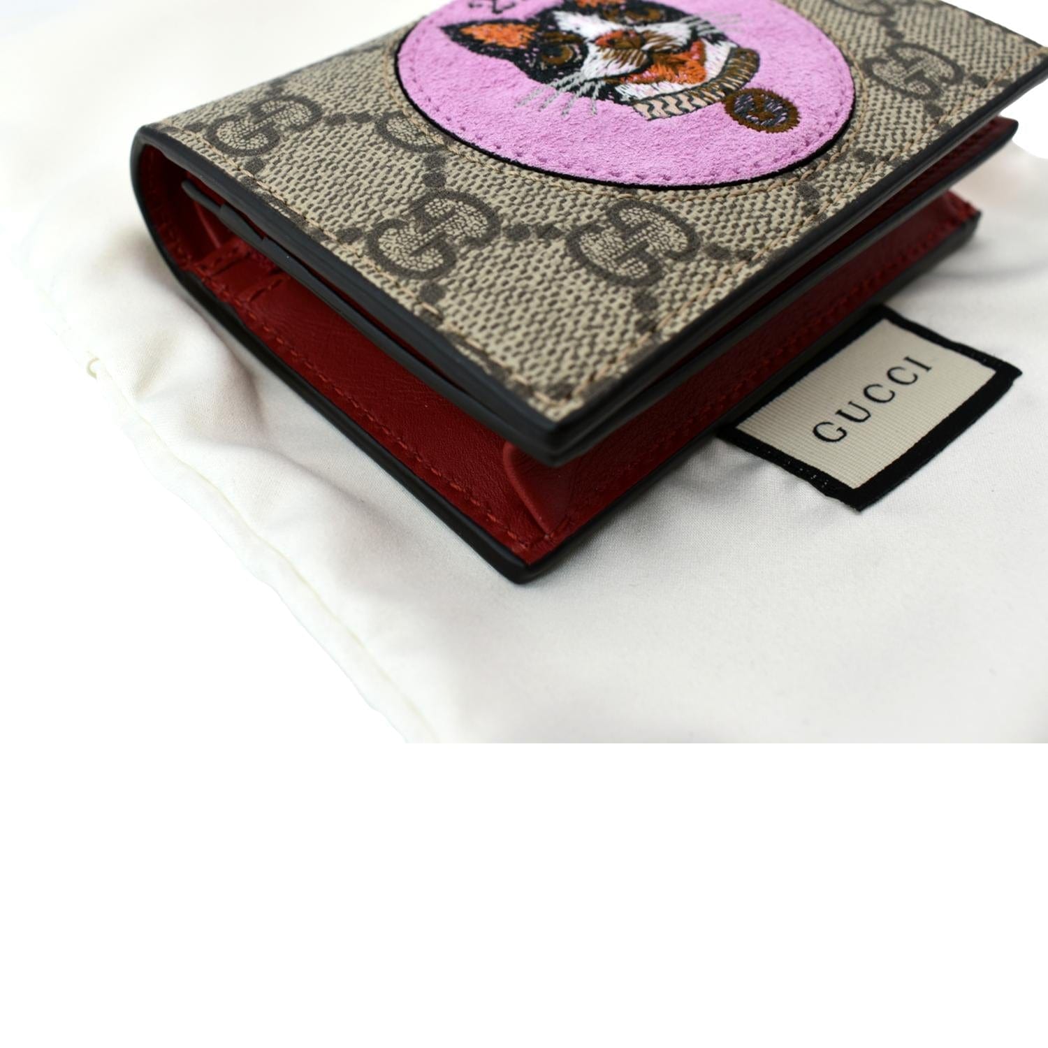 GUCCI Bosco Patch GG Supreme Canvas  Case Wallet Beige 506277