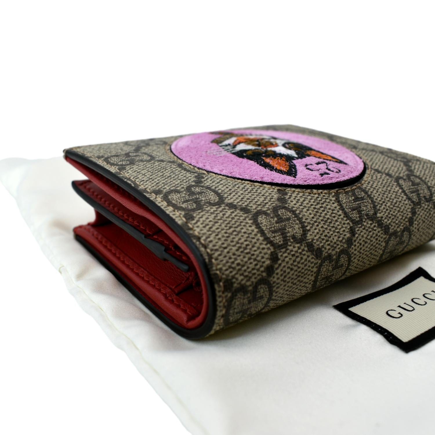 GUCCI Bosco Patch GG Supreme Canvas  Case Wallet Beige 506277