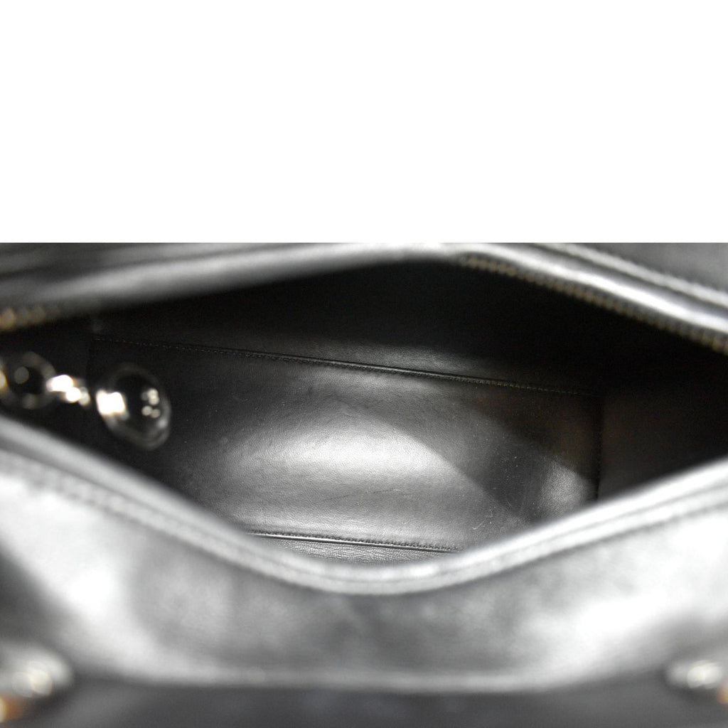 CHRISTIAN DIOR Lady Dior Embroidered Calfskin Shoulder Bag Black