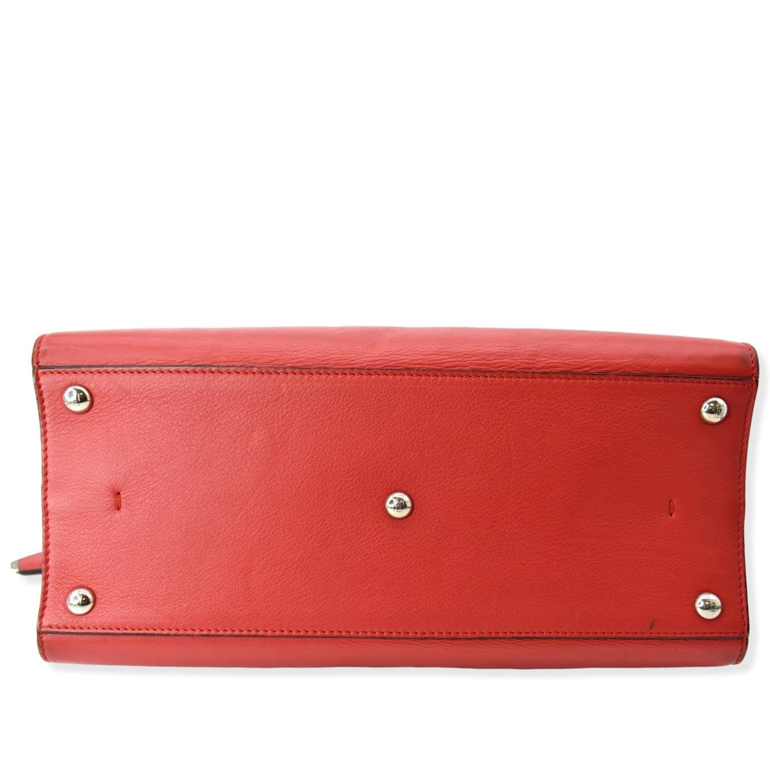 FENDI 3 Jours Calfskin Leather Shoulder Bag Red