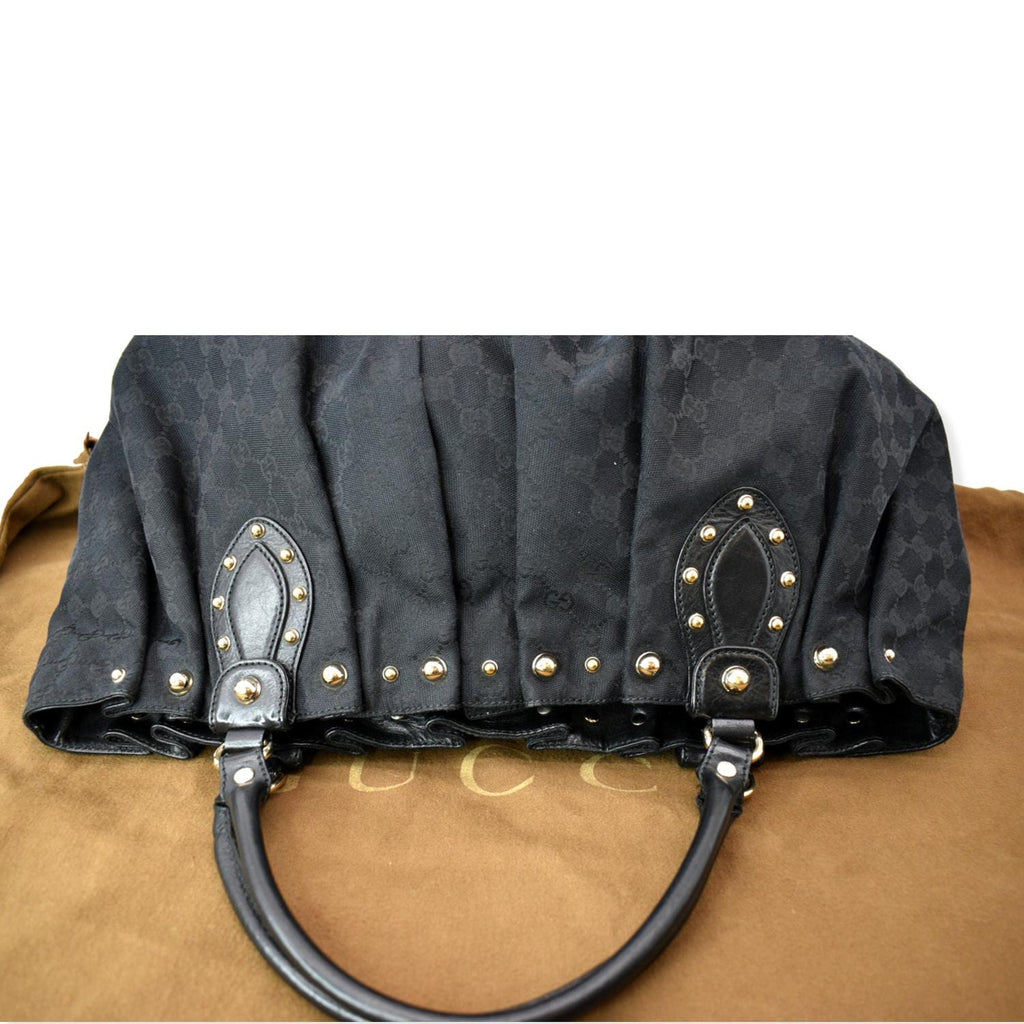 GUCCI Studded Pelham Large GG Canvas Tote Black 203626