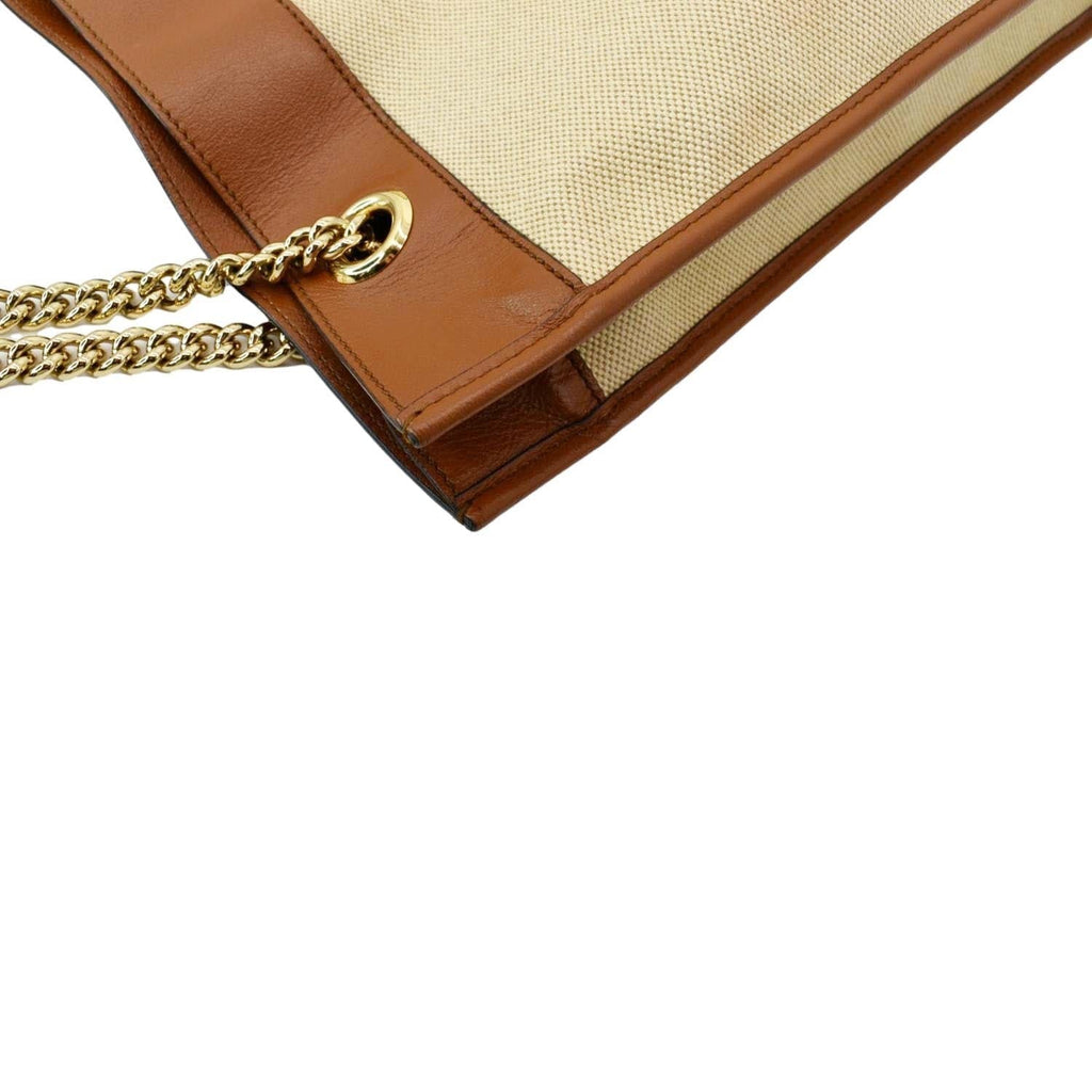 GUCCI Rajah Large Leather Tote Shoulder Bag Sand 537219