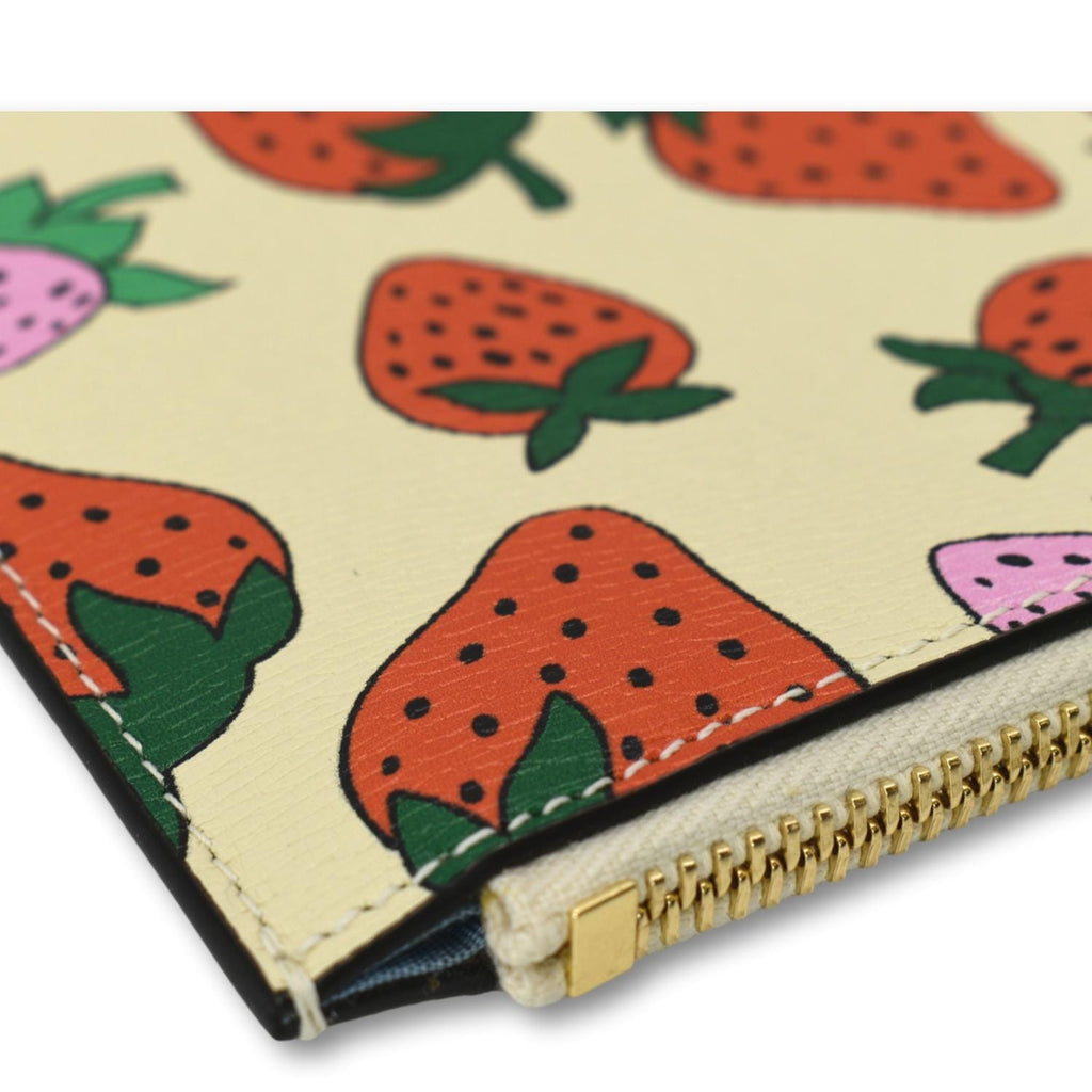 GUCCI Zumi Strawberry Printed Leather Pouch Multicolor 570728