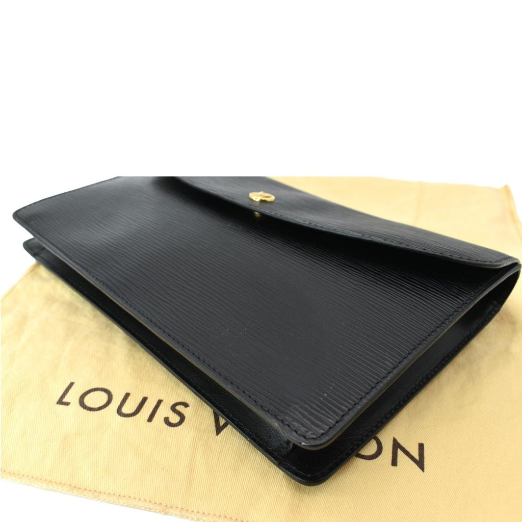 LOUIS VUITTON Montaigne Pochette Epi Leather Clutch Bag Black