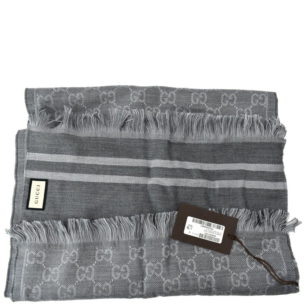 GUCCI Wool Scarf Light Grey