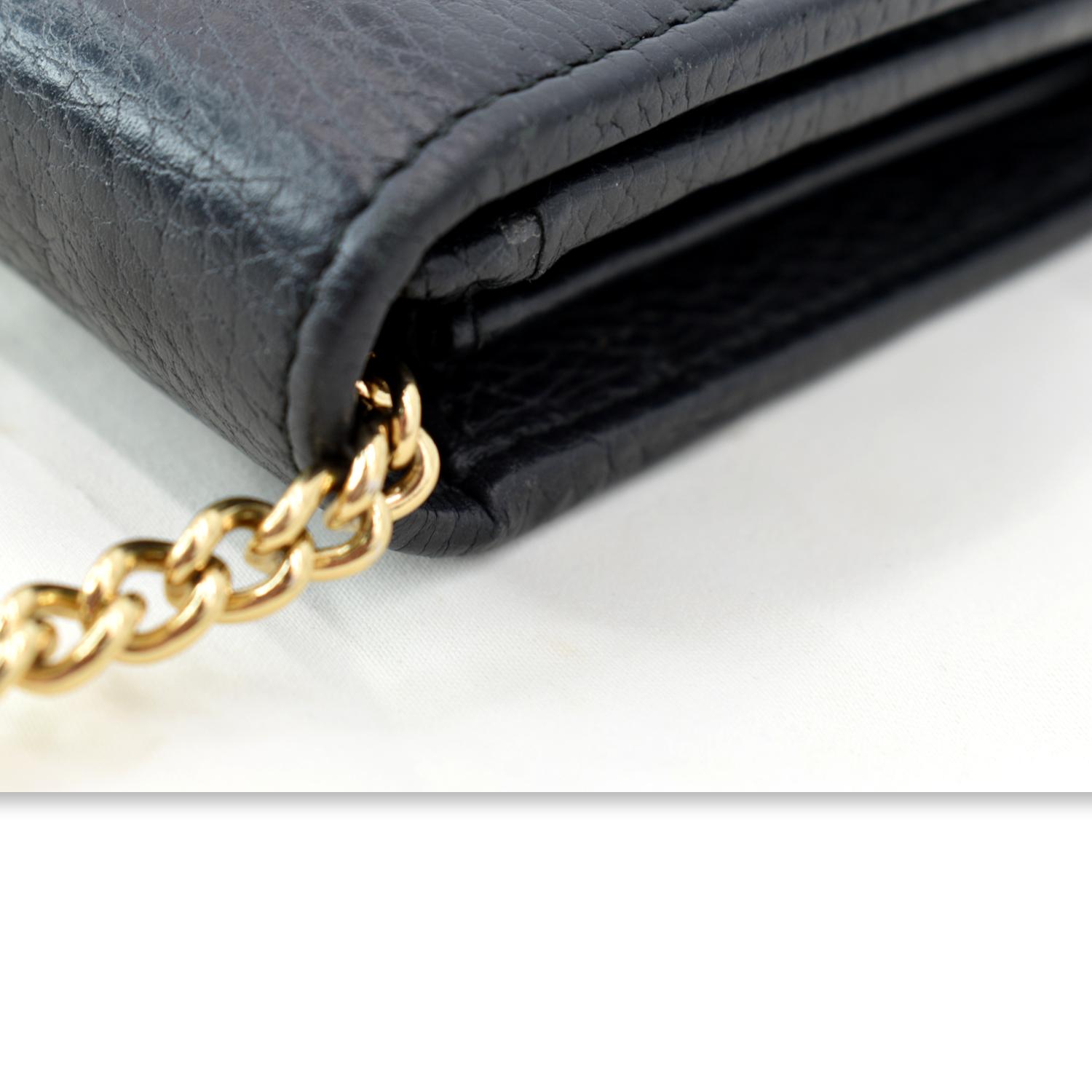 GUCCI Petite GG Marmont Leather Chain Wallet Black 546585