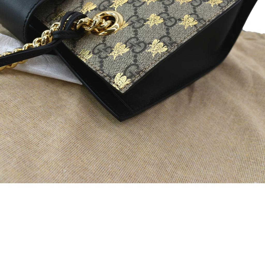 Gucci Ophidia Bees Padlock Small GG Supreme Canvas Tote Bag Beige 498156
