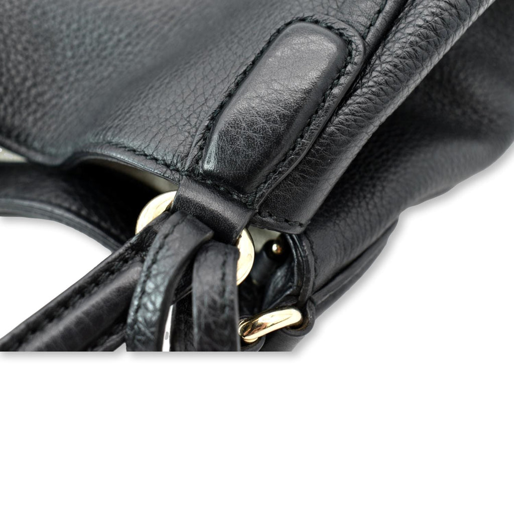 GUCCI Soho Small Pebbled Leather Shoulder Bag Black 336751