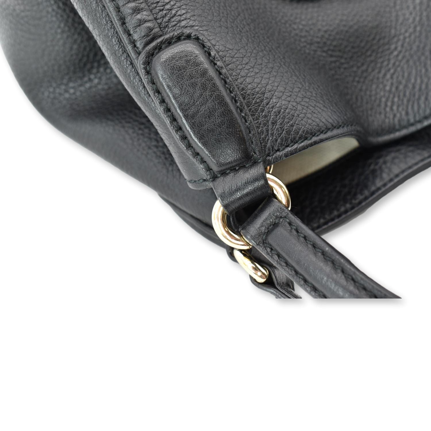 GUCCI Soho Small Pebbled Leather Shoulder Bag Black 336751