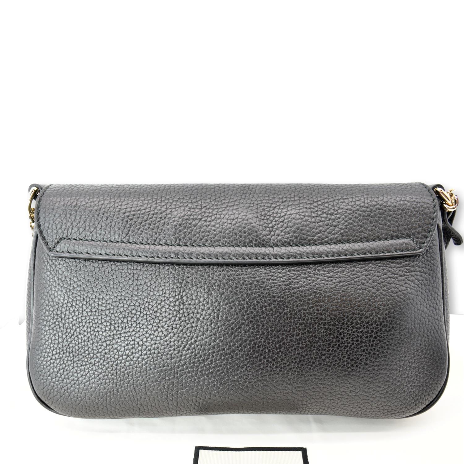 GUCCI GG Soho Tassel Chain Leather Crossbody Bag Beige Black