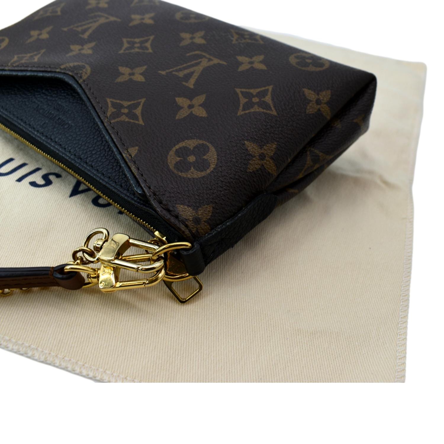 LOUIS VUITTON Pallas Monogram Canvas Clutch Crossbody Bag Brown