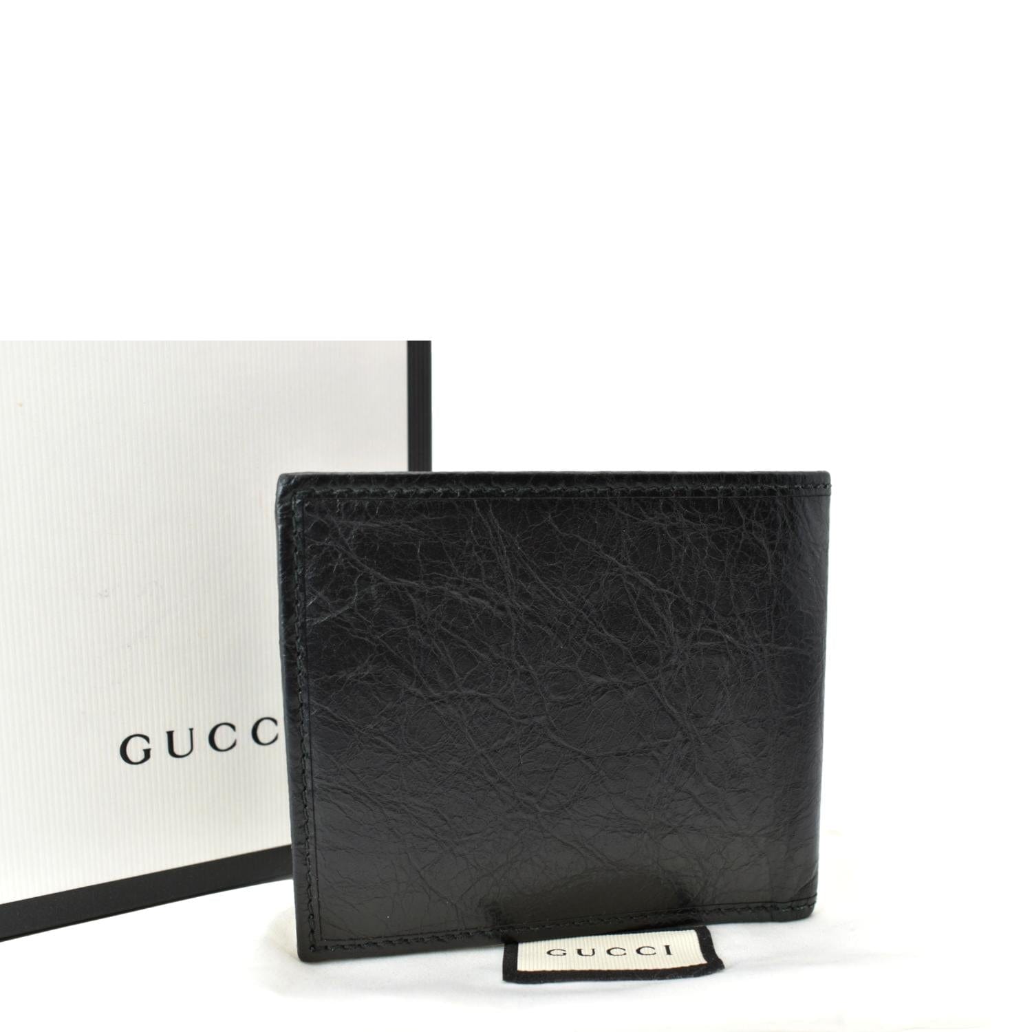 GUCCI Interlocking G Bi-Fold Calfskin Leather Wallet Black 575985