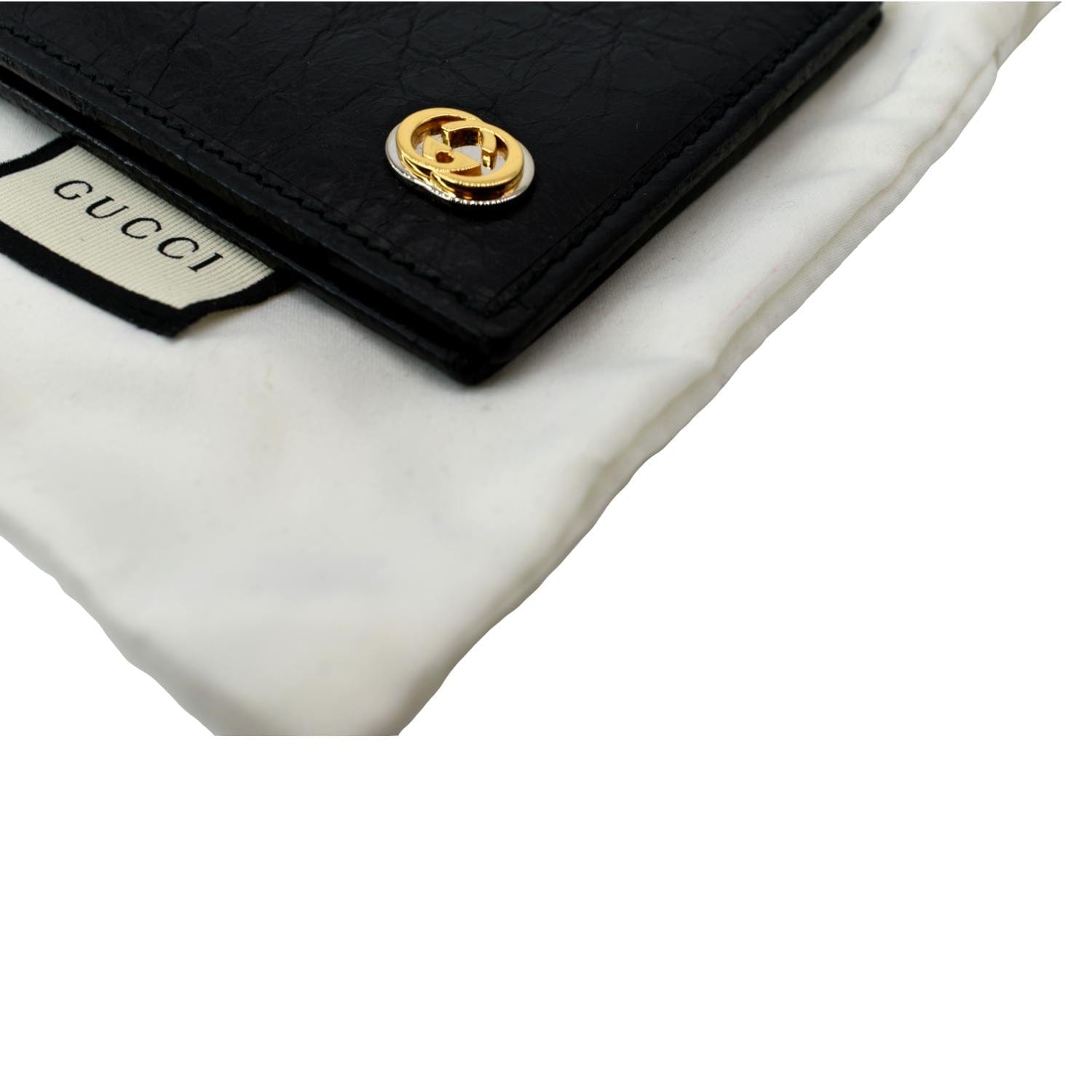 GUCCI Interlocking G Bi-Fold Calfskin Leather Wallet Black 575985