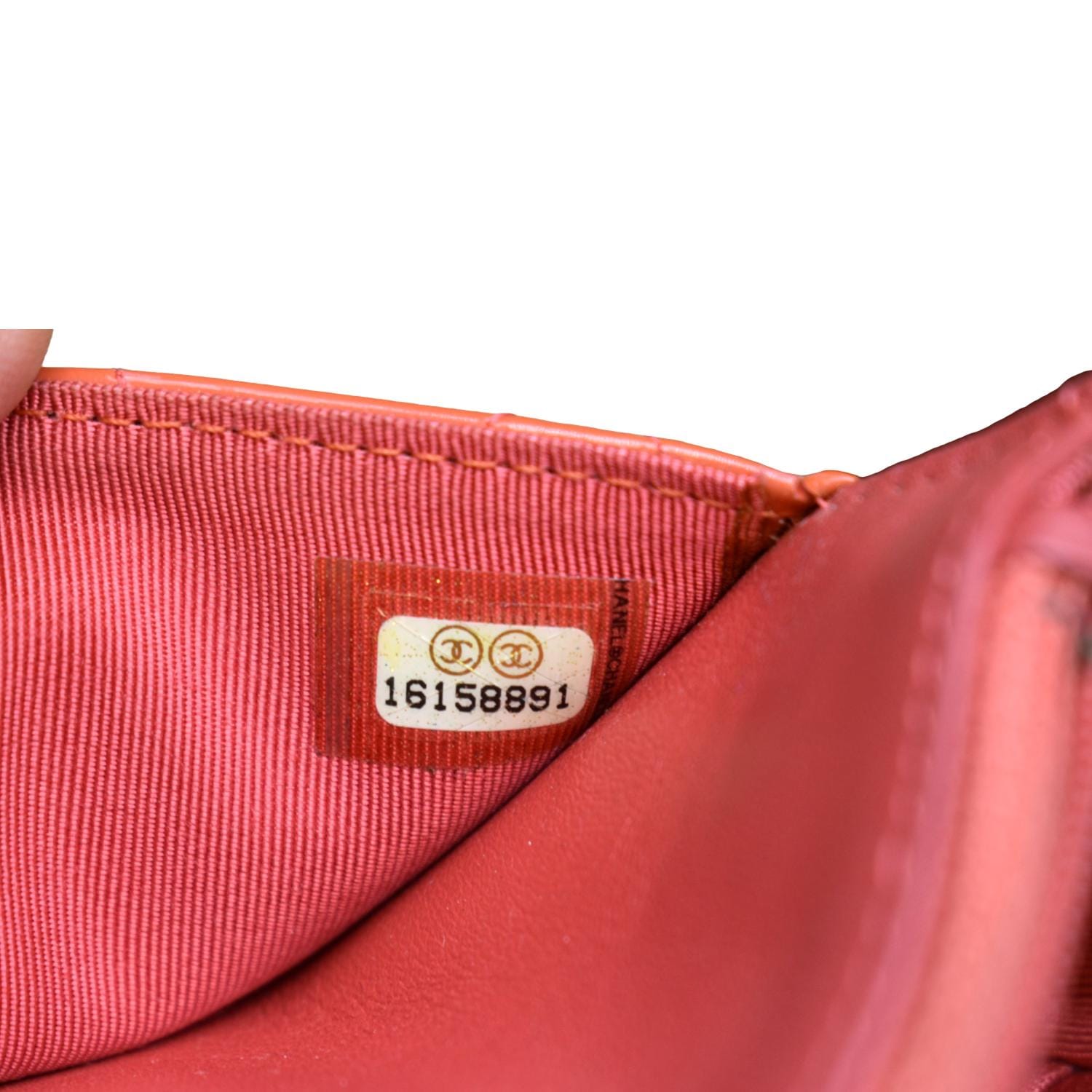 CHANEL WOC Patent Leather Wallet On Chain Clutch Bag Orange