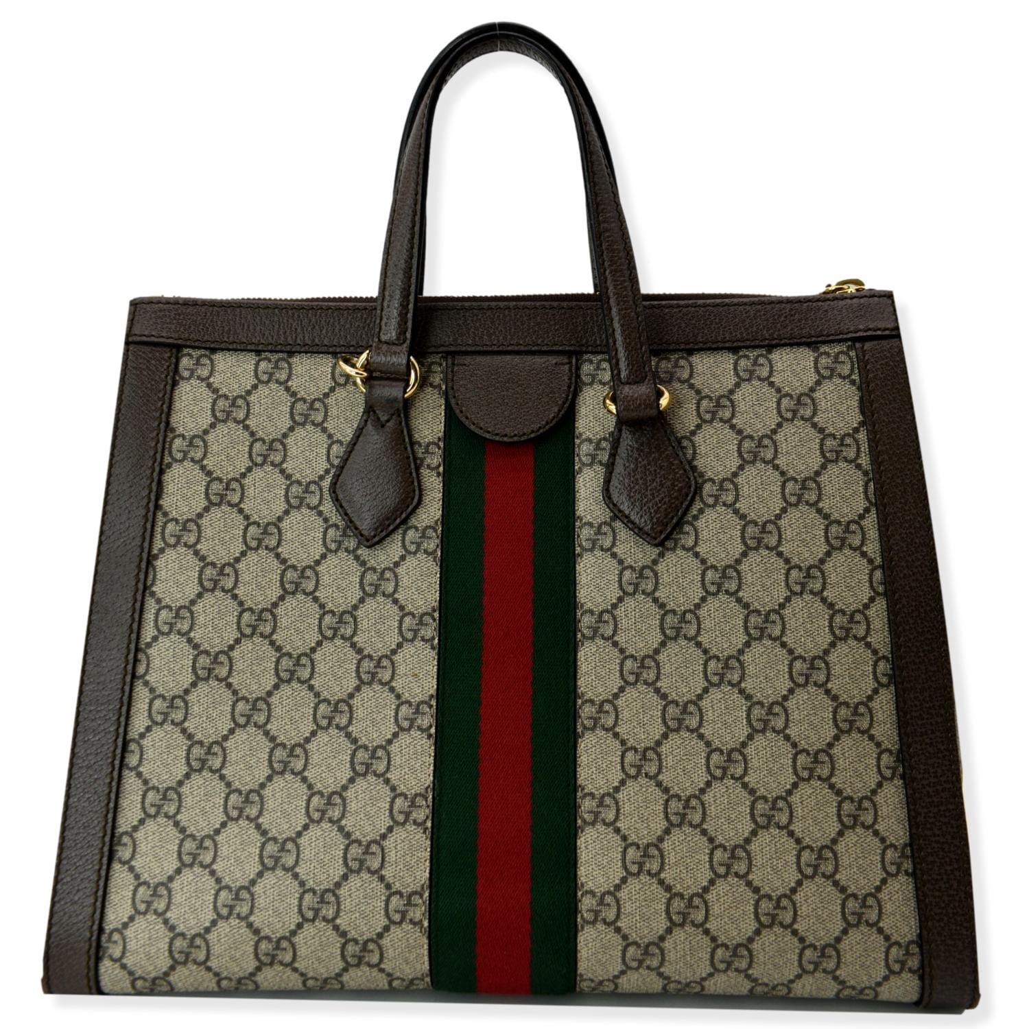 GUCCI Ophidia Medium GG Supreme Tote Shoulder Bag Beige 524537