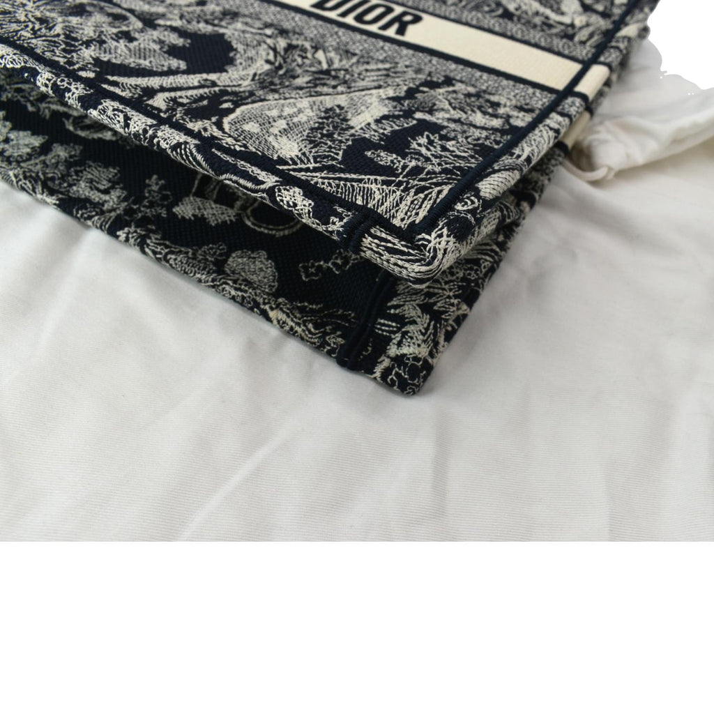 CHRISTIAN DIOR Book Medium Toile De Jouy Reverse Embroidery Tote Bag Blue