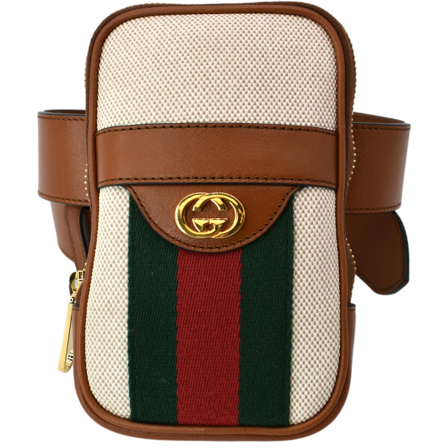 GUCCI Phone Case Vintage Canvas Belt Bag Dark Brown 581519