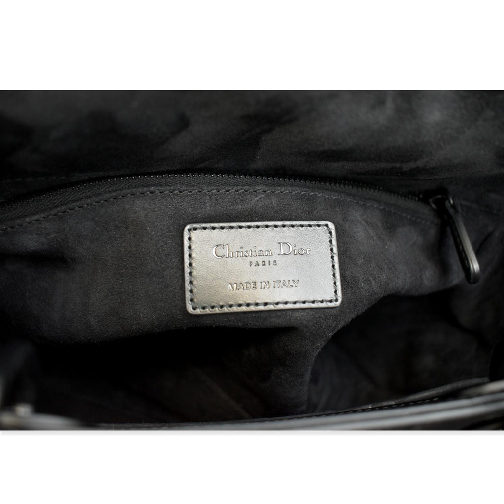 CHRISTIAN DIOR Medium Black Lady Dior Cannage Calfskin Shoulder Bag Black
