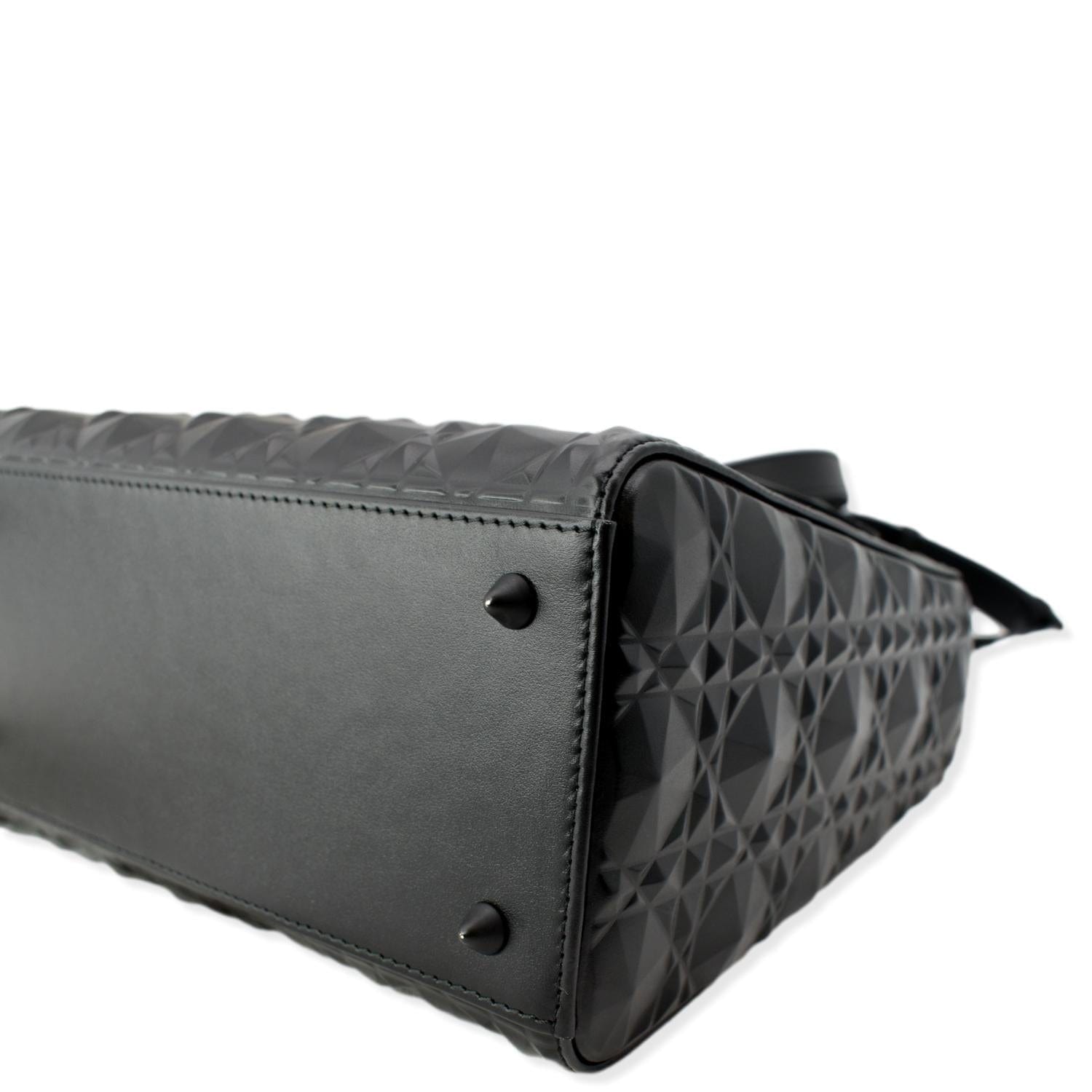 CHRISTIAN DIOR Medium Black Lady Dior Cannage Calfskin Shoulder Bag Black