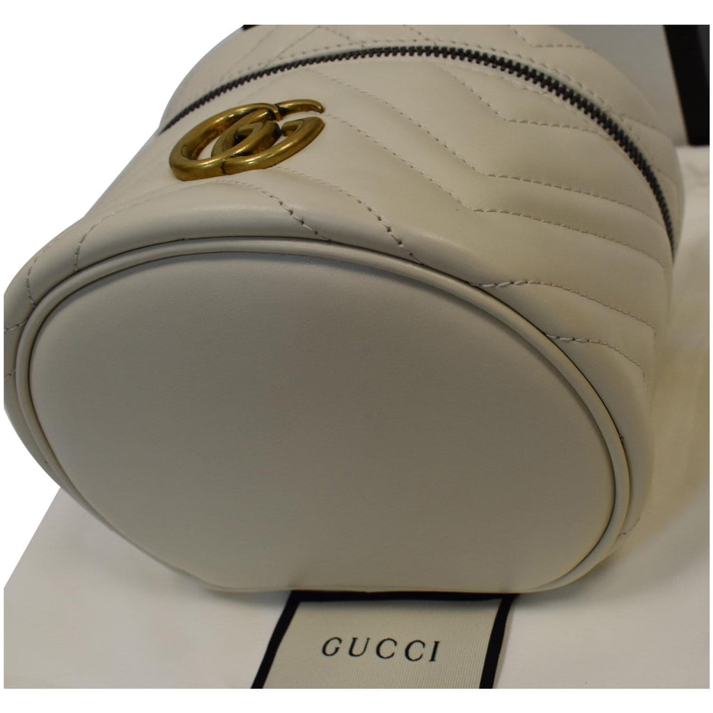 GUCCI GG Marmont Matelasse Chevron Leather Cosmetic Case White 624615
