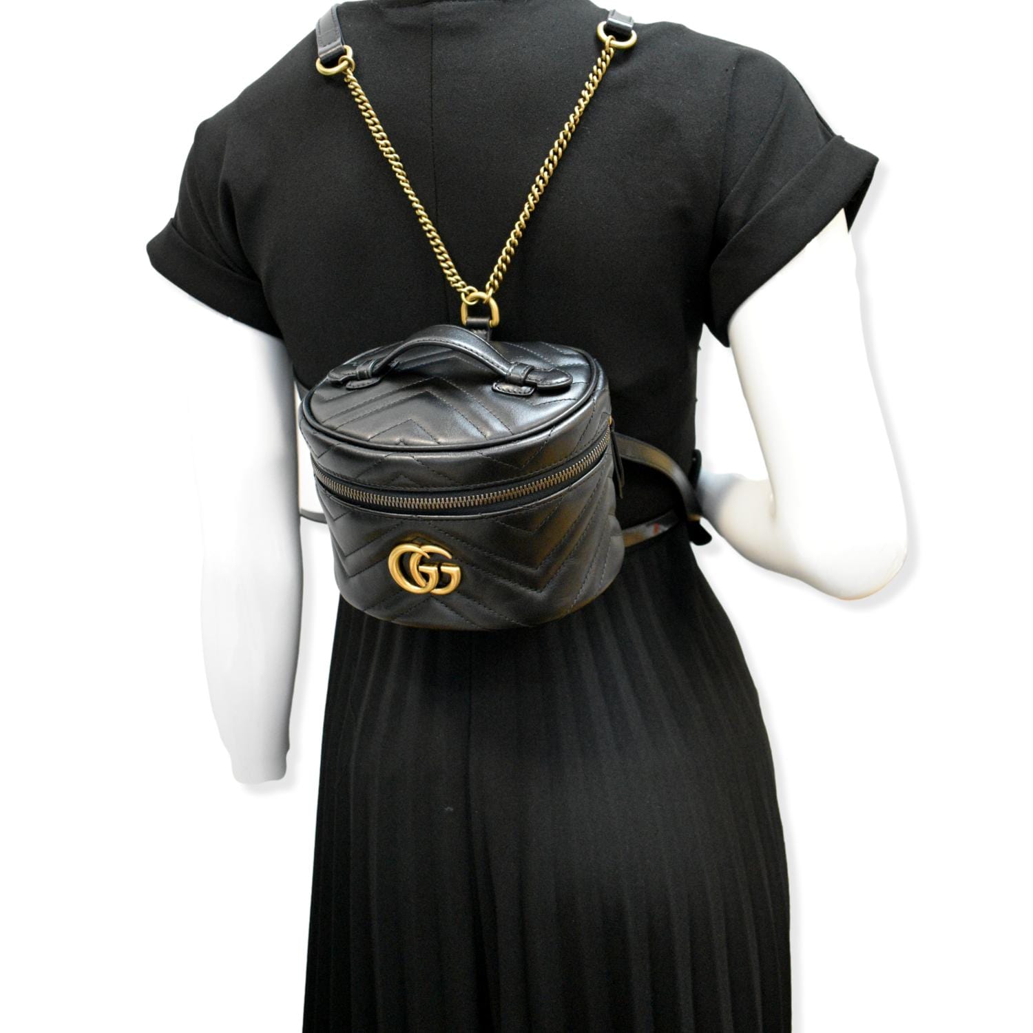 GUCCI GG Marmont Mini Leather Backpack Bag Black 598594
