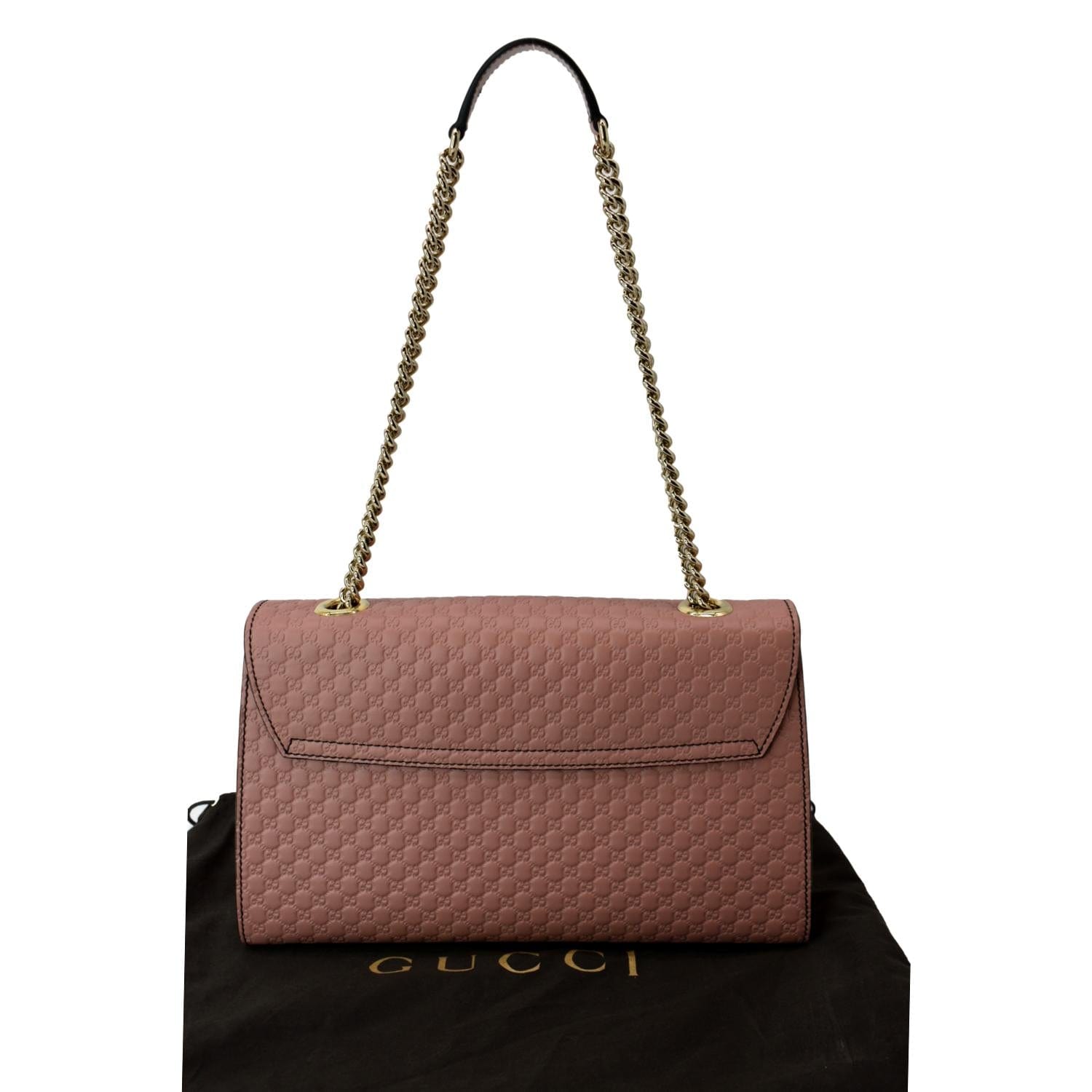 GUCCI Emily Medium GG Guccissima Leather Chain Shoulder Bag Light Pink 449635