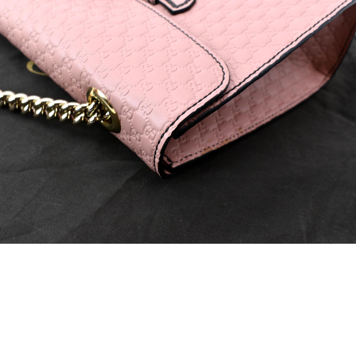 GUCCI Emily Medium GG Guccissima Leather Chain Shoulder Bag Light Pink 449635
