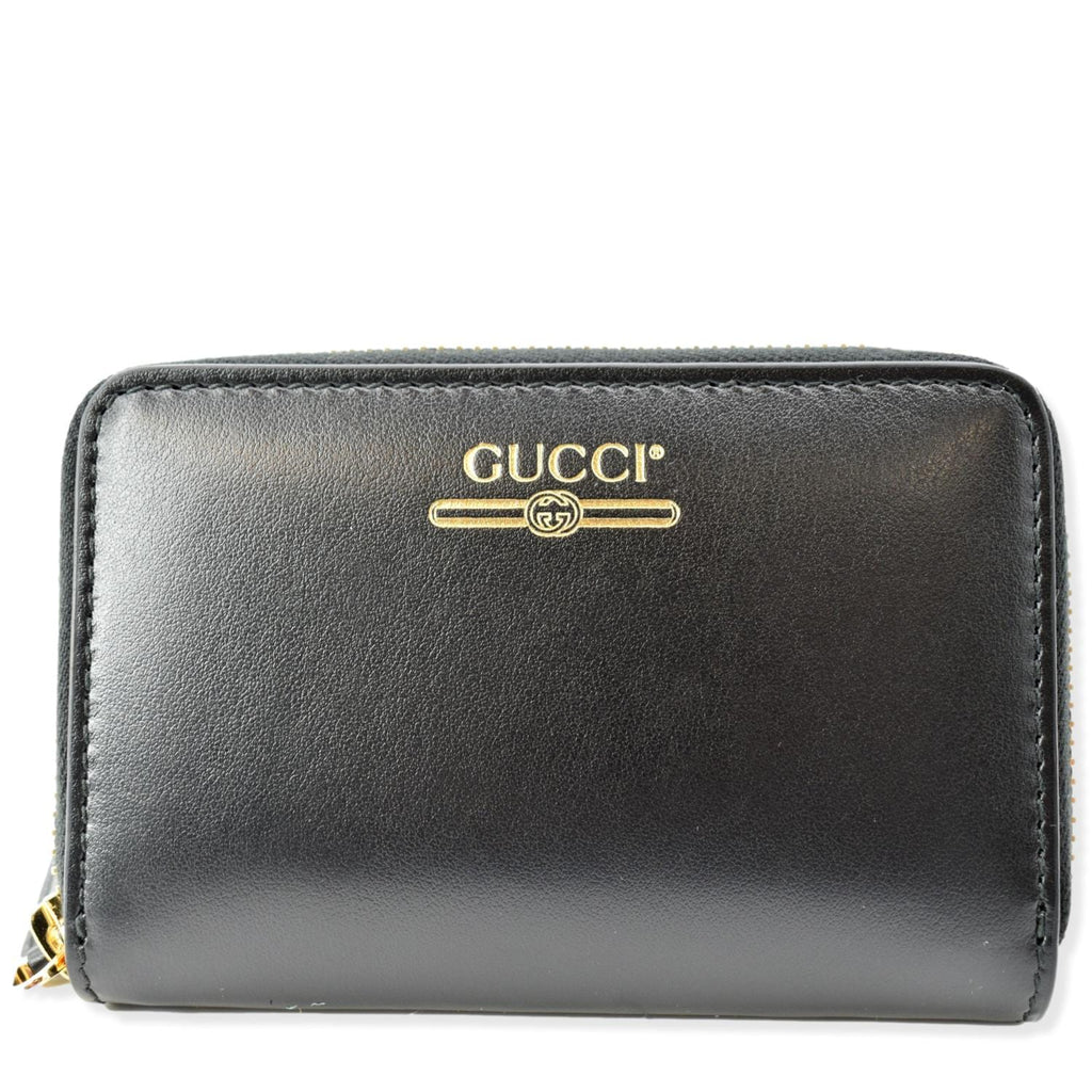 GUCCI Logo Leather Zip Around  Case Wallet Black 547597