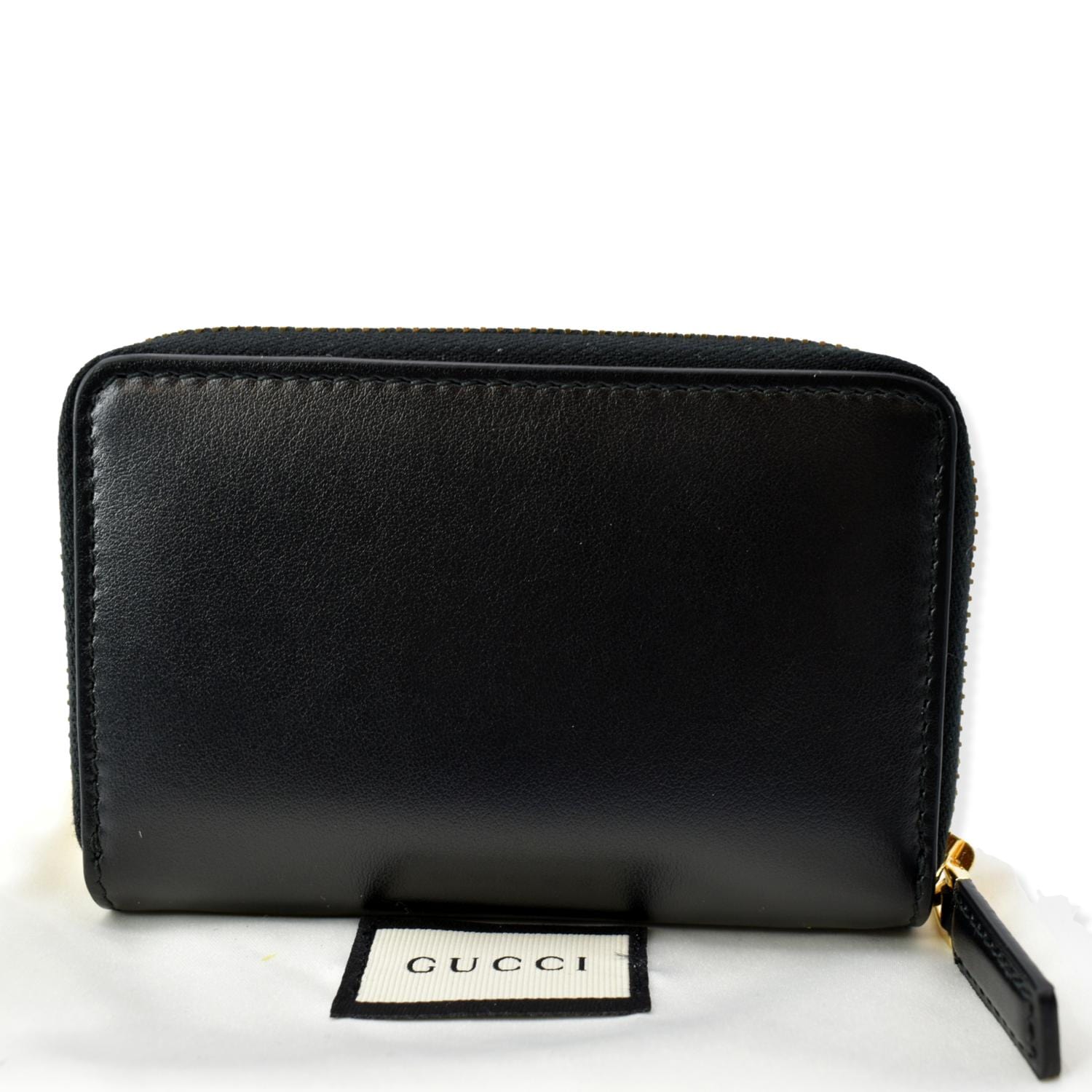 GUCCI Logo Leather Zip Around  Case Wallet Black 547597