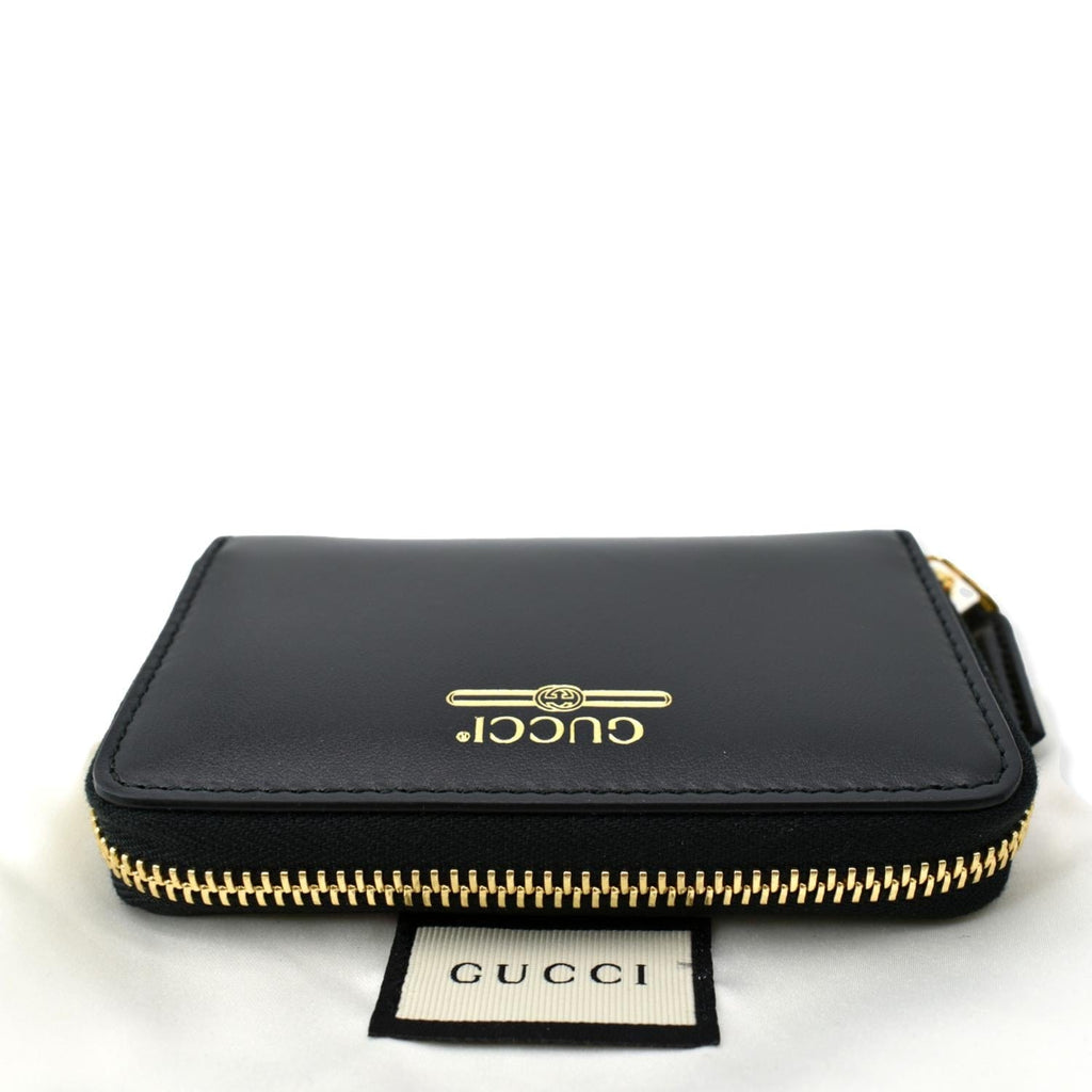 GUCCI Logo Leather Zip Around  Case Wallet Black 547597